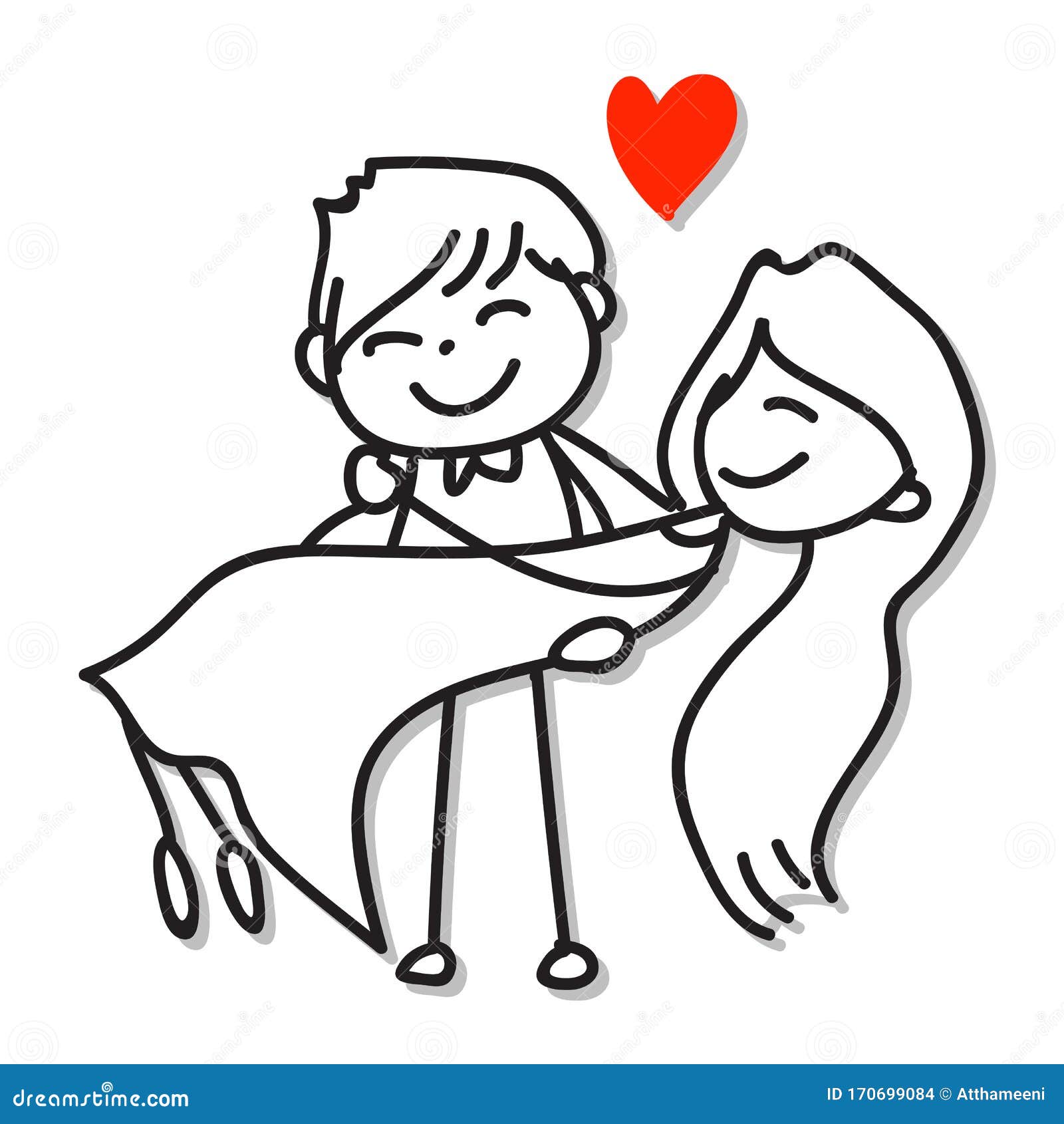 How to Draw Couple in Love (Valentine's Day) Step by Step