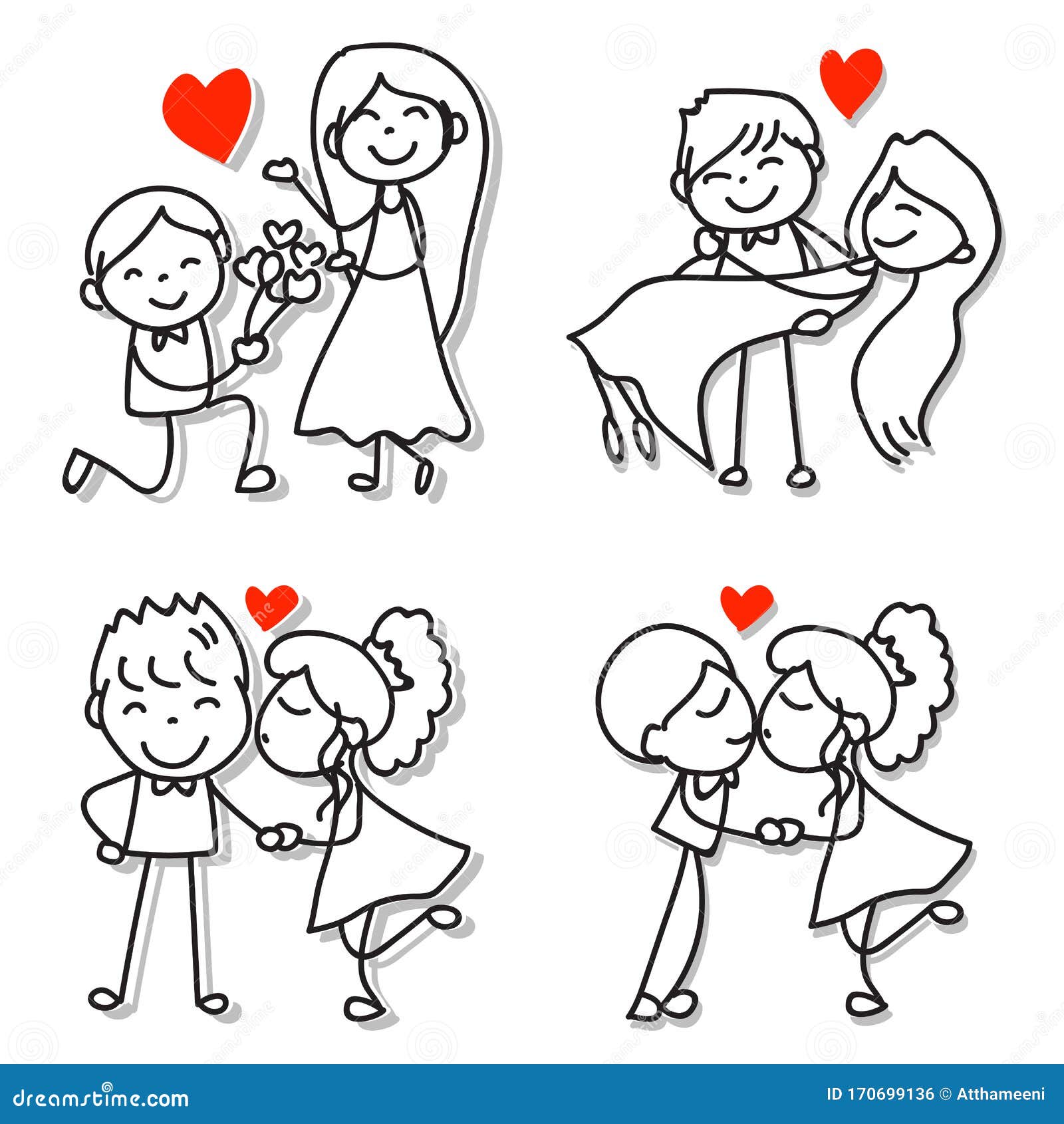 Hand Drawing Cartoon Character Couple in Love Wedding Party for Valentine  Day Celebration Stock Illustration - Illustration of drawing, people:  170699136