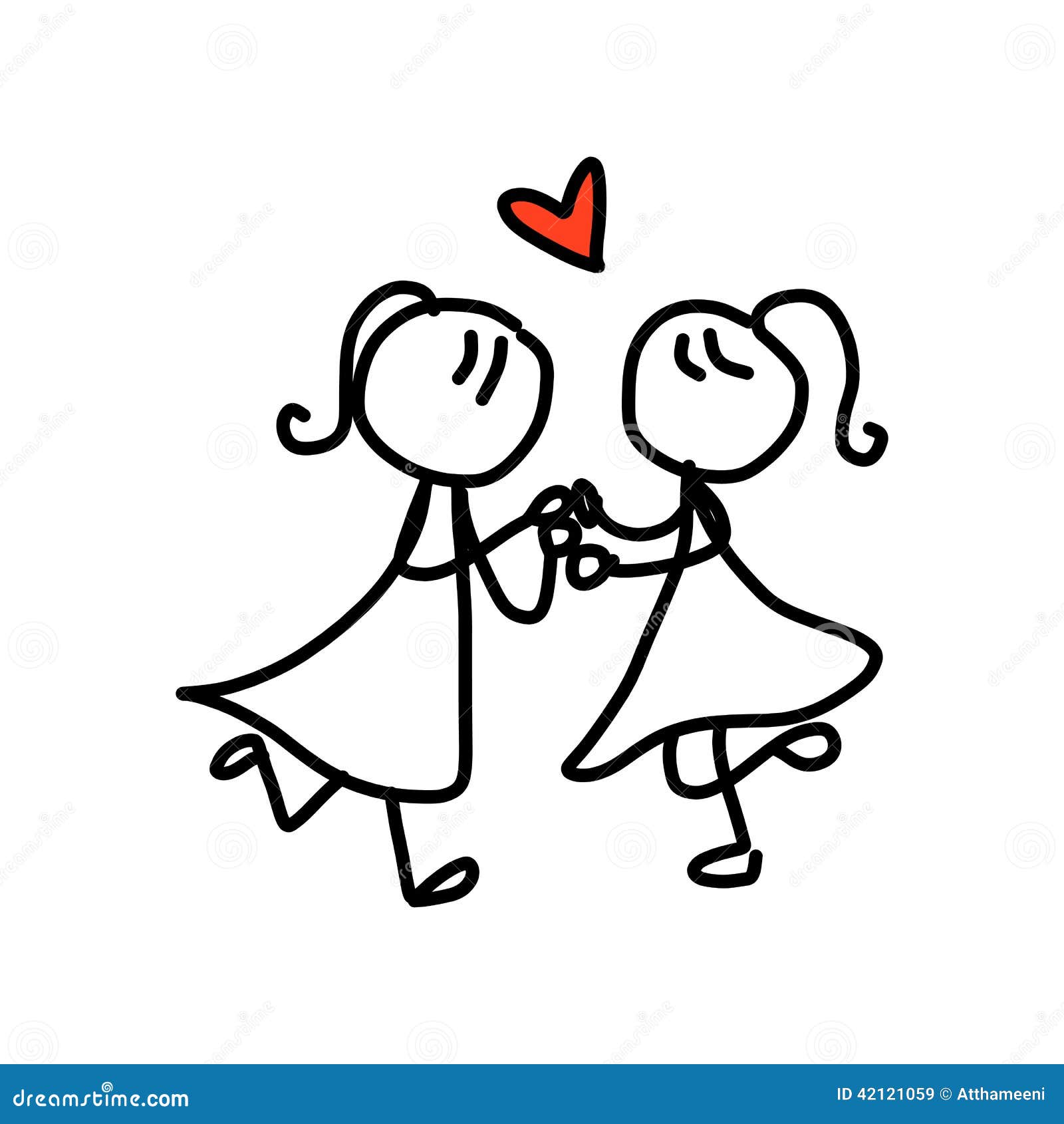 Hand Drawing Cartoon Happy Couple Wedding Stock Illustration - Image ...