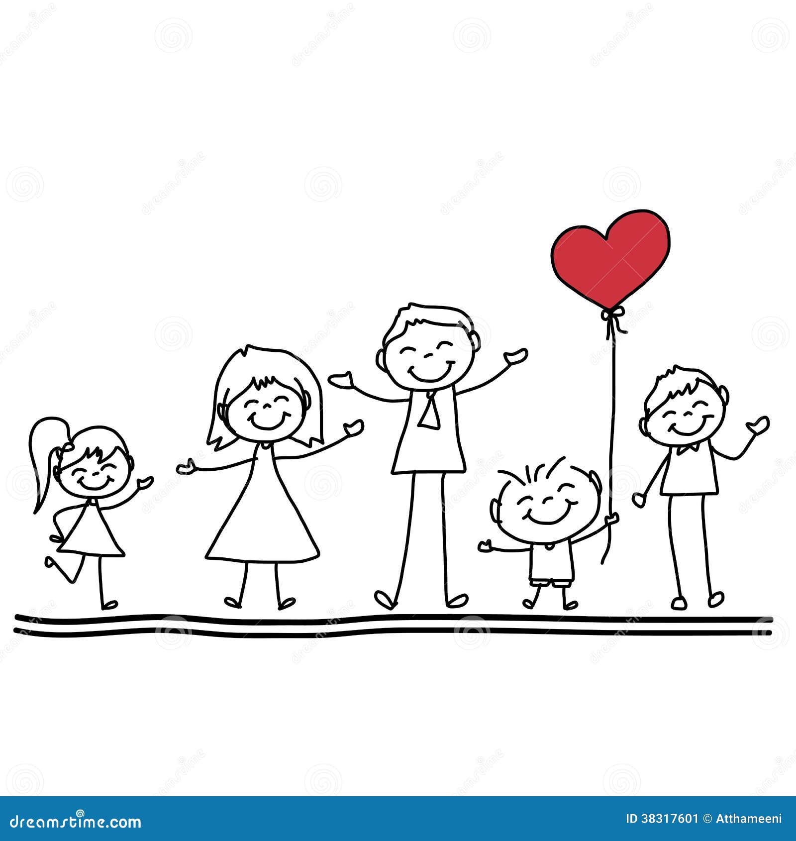 Happy Family Kids Artistic Drawing Stock Illustration Image Hand Cartoon