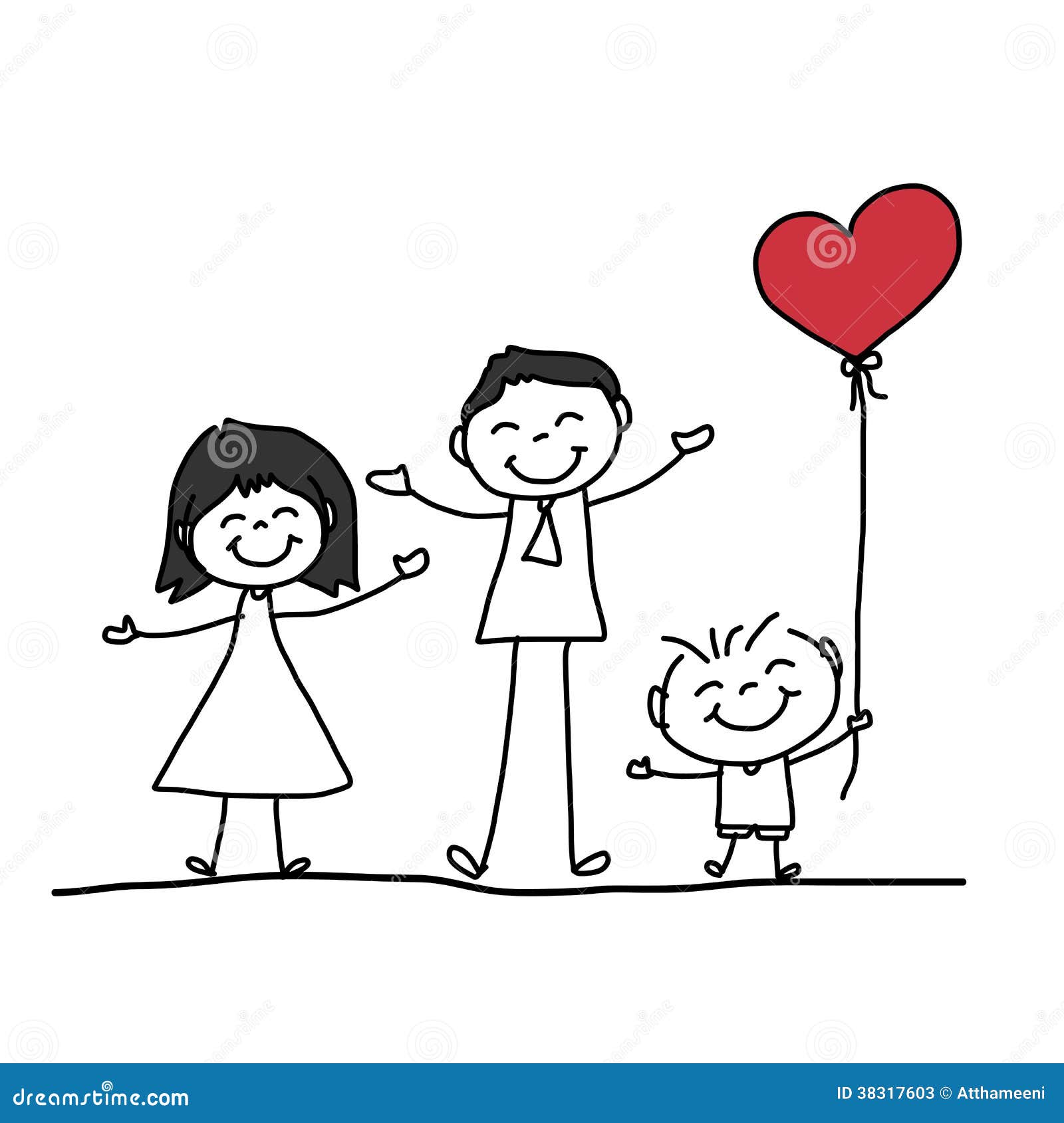 Hand Drawing Cartoon Happy Family Stock Photos Image 38317603 Royalty