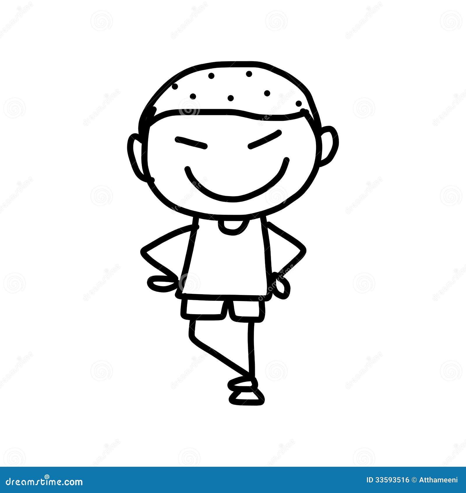 Hand Drawing Doodle Cartoon Character Happy Boy Vector Image |  