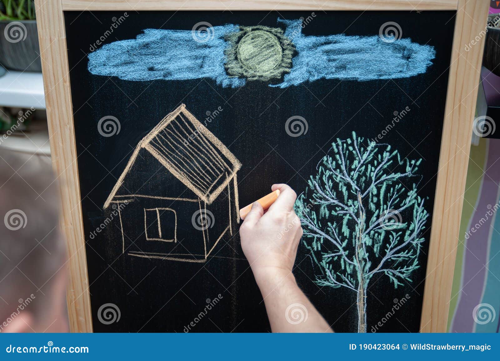 Chalk Drawing Children, Chalk Color Blackboard