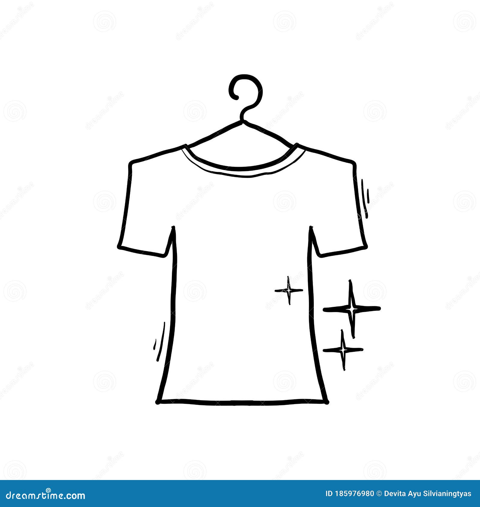 Hand Drawing Clean Clothes, Shirt with Hanger Illustration.doodle Stock ...