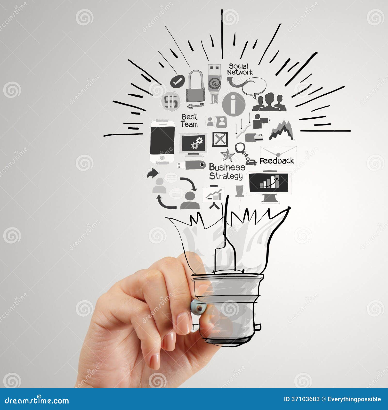 Lightbulb Creative Sketch Draw Vector Illustration Electric Lamp Sign Stock  Illustration - Download Image Now - iStock