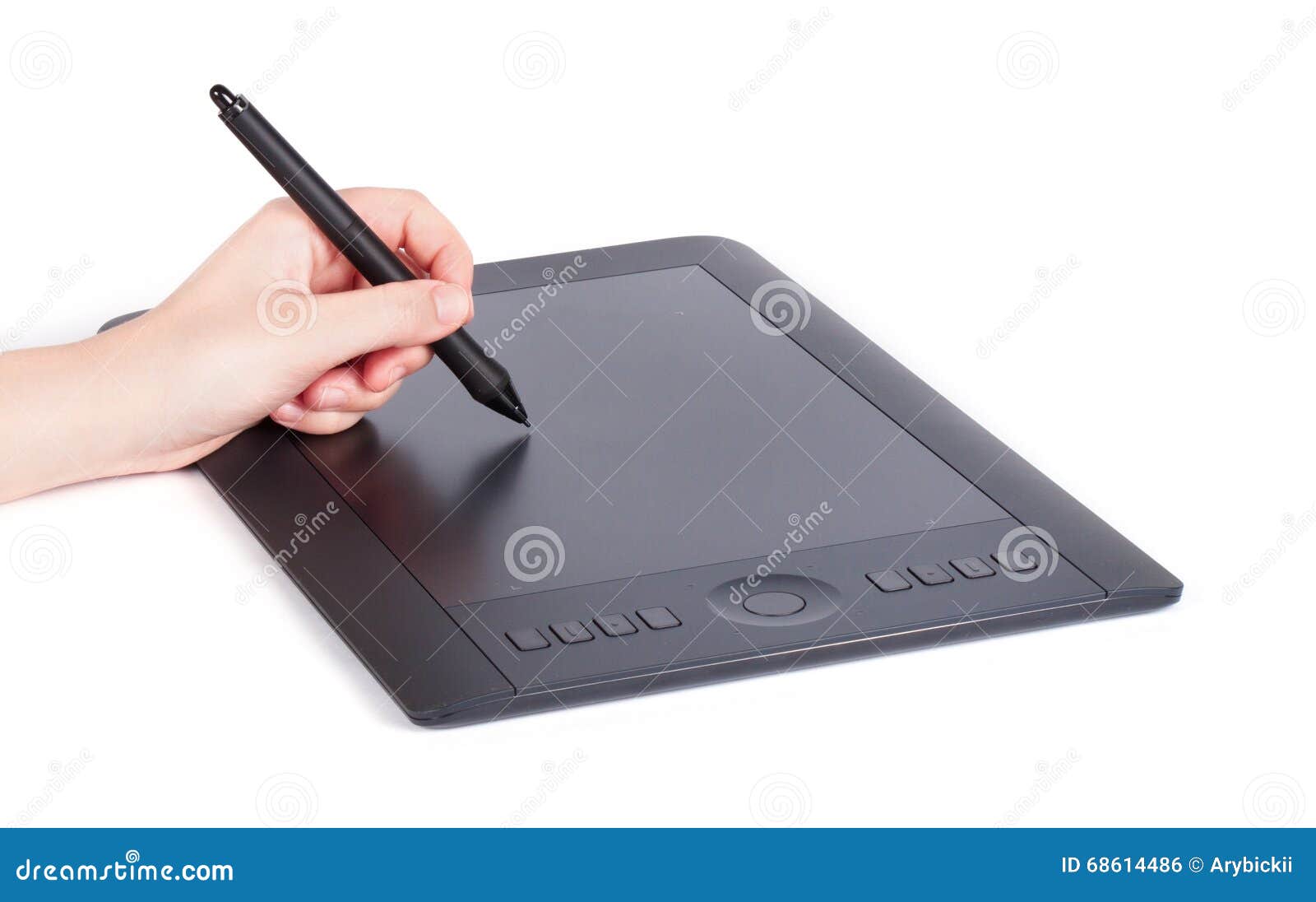 Hand is Drawing on a Digital Graphic Tablet Stock Photo Image of black, 68614486