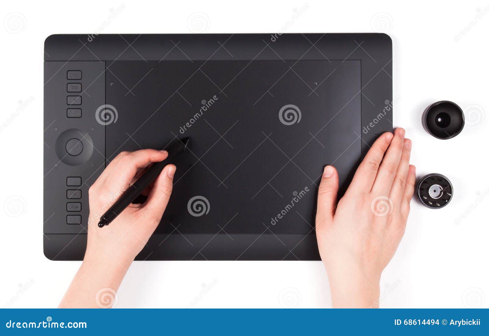 Hand is Drawing on a Digital Graphic Tablet Stock Photo Image of creativity, desk 68614494