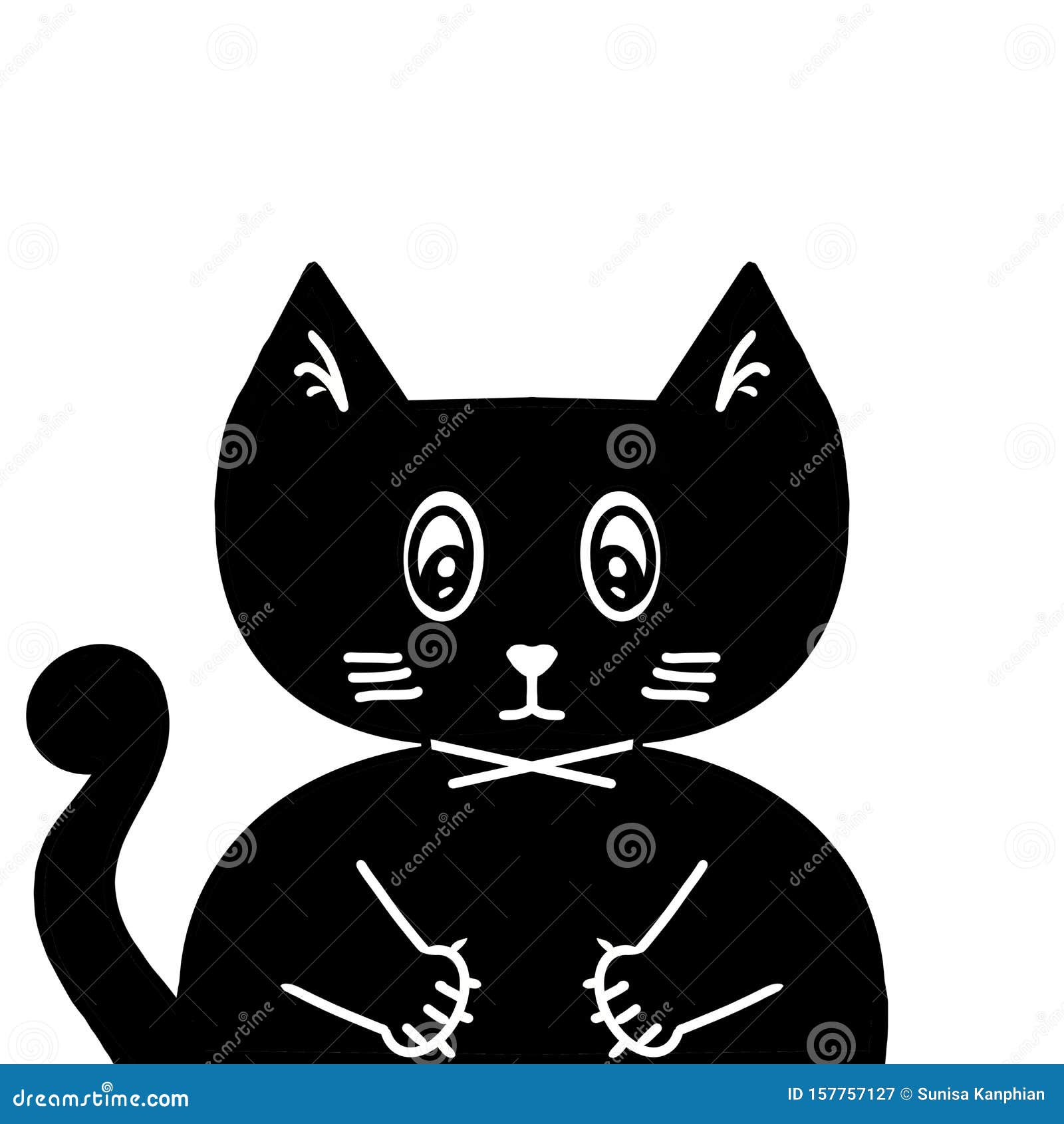 Hand Drawing of a Fat Black Cat Stock Illustration - Illustration of food,  graphic: 157757127