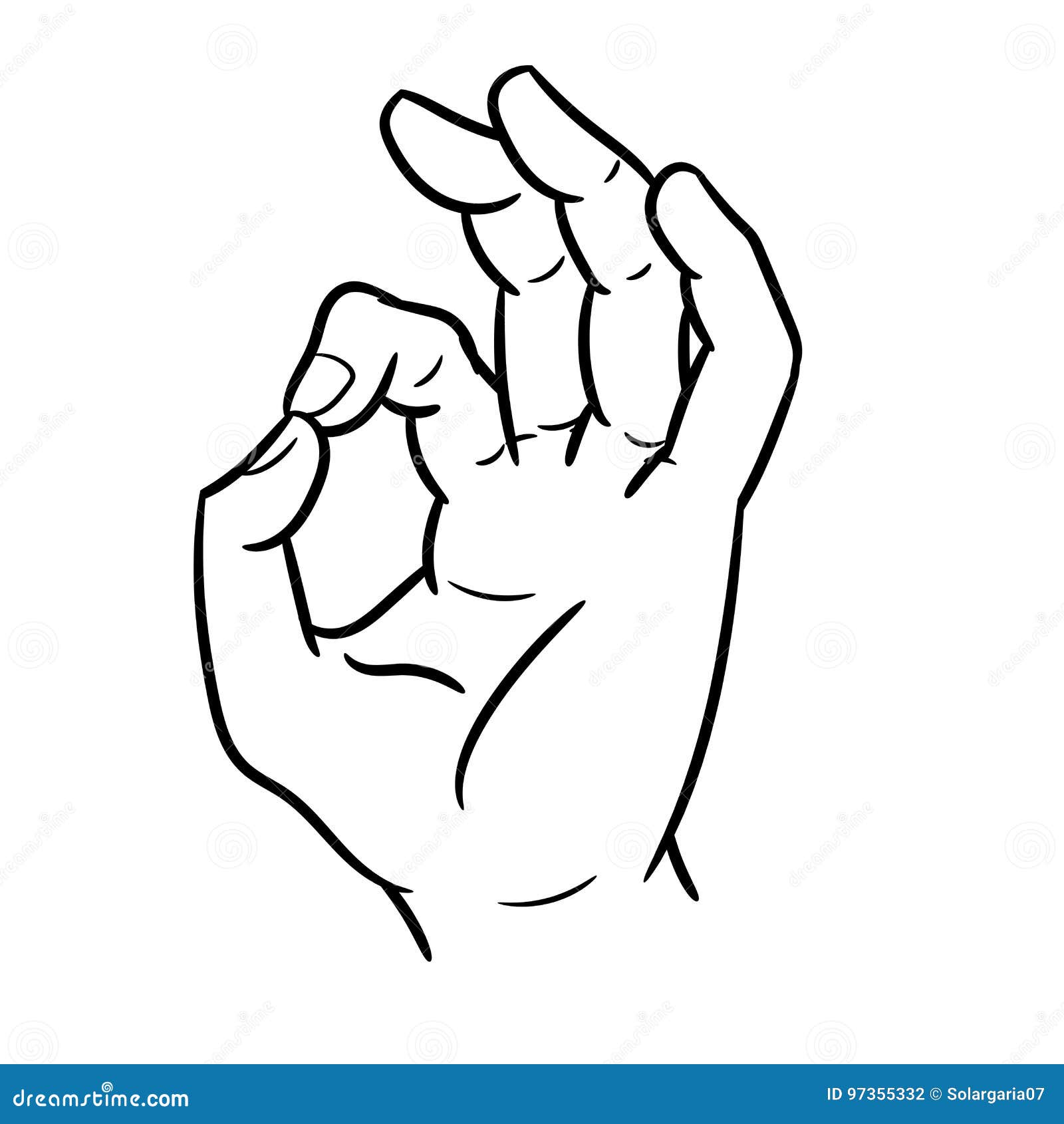 hand drawing of a hand gesture okey- 