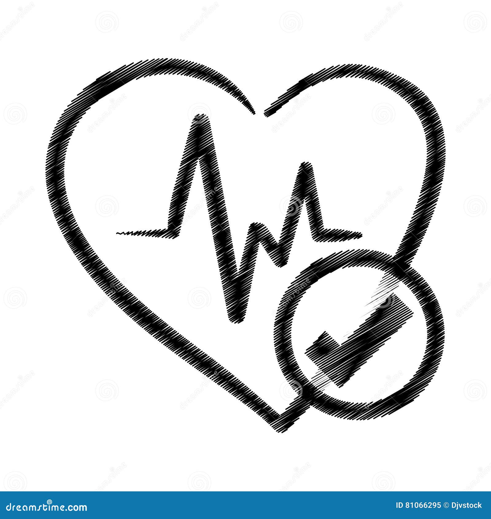 Hand Drawing Heart Rate Ok Health Stock Vector Illustration of