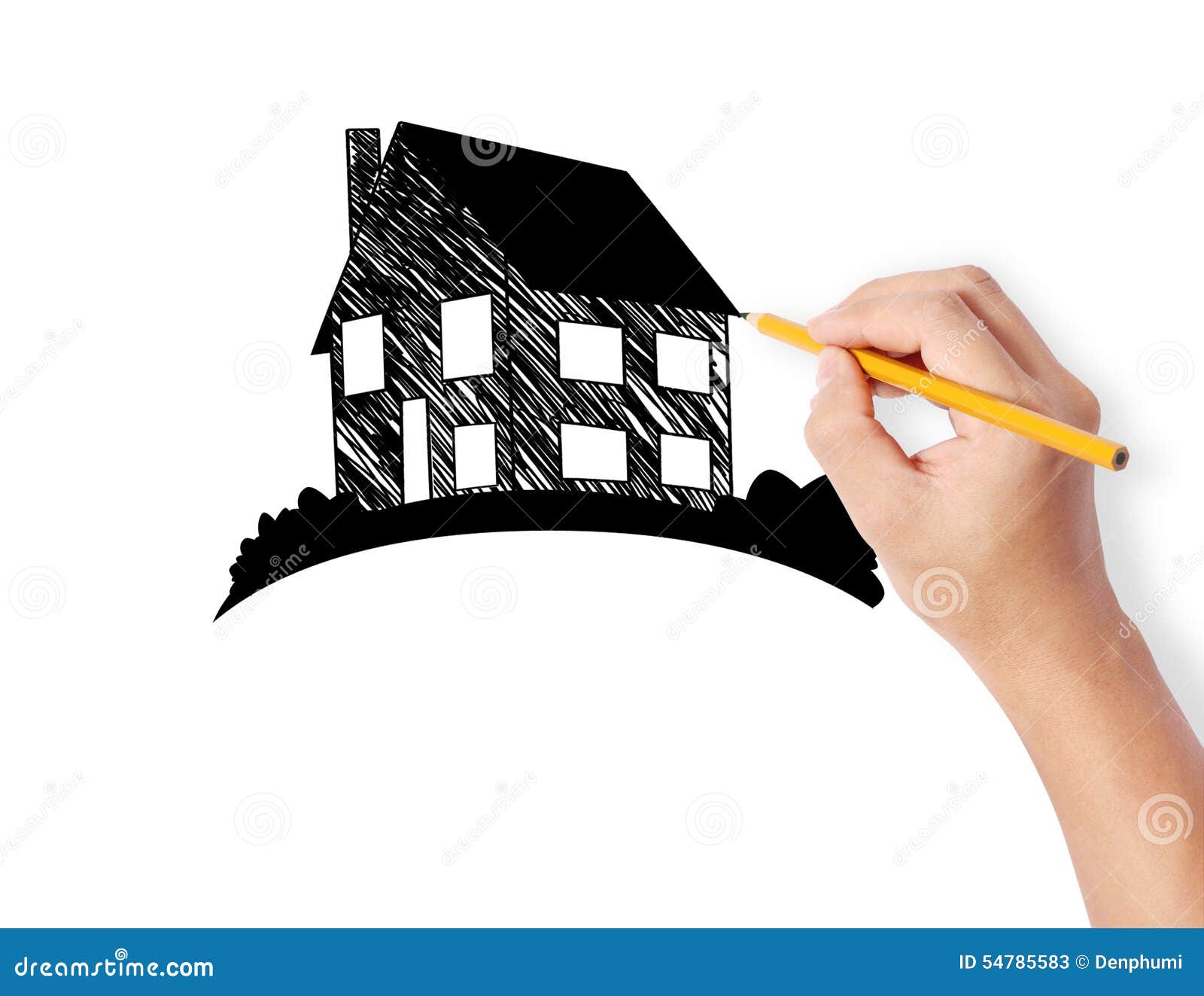 Hand drawing a house stock image. Image of sharp, home 54785583