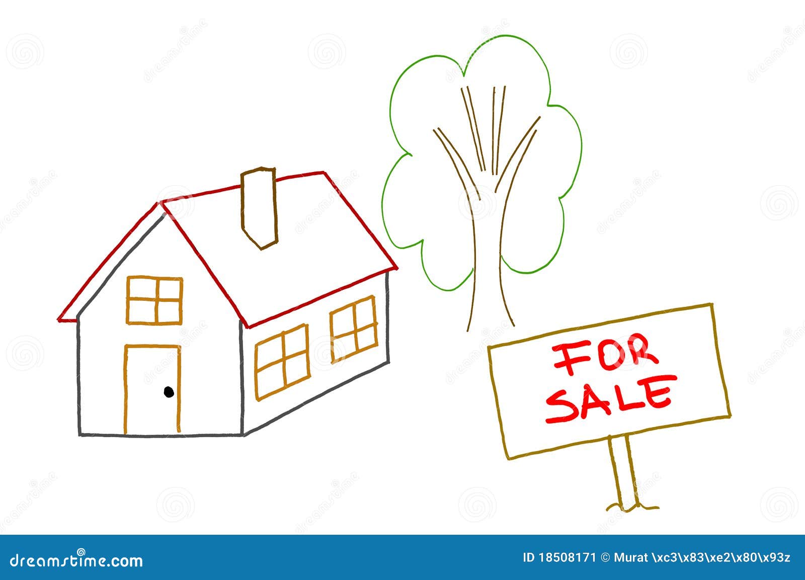 Hand Drawing House for Sale Stock Illustration Illustration of
