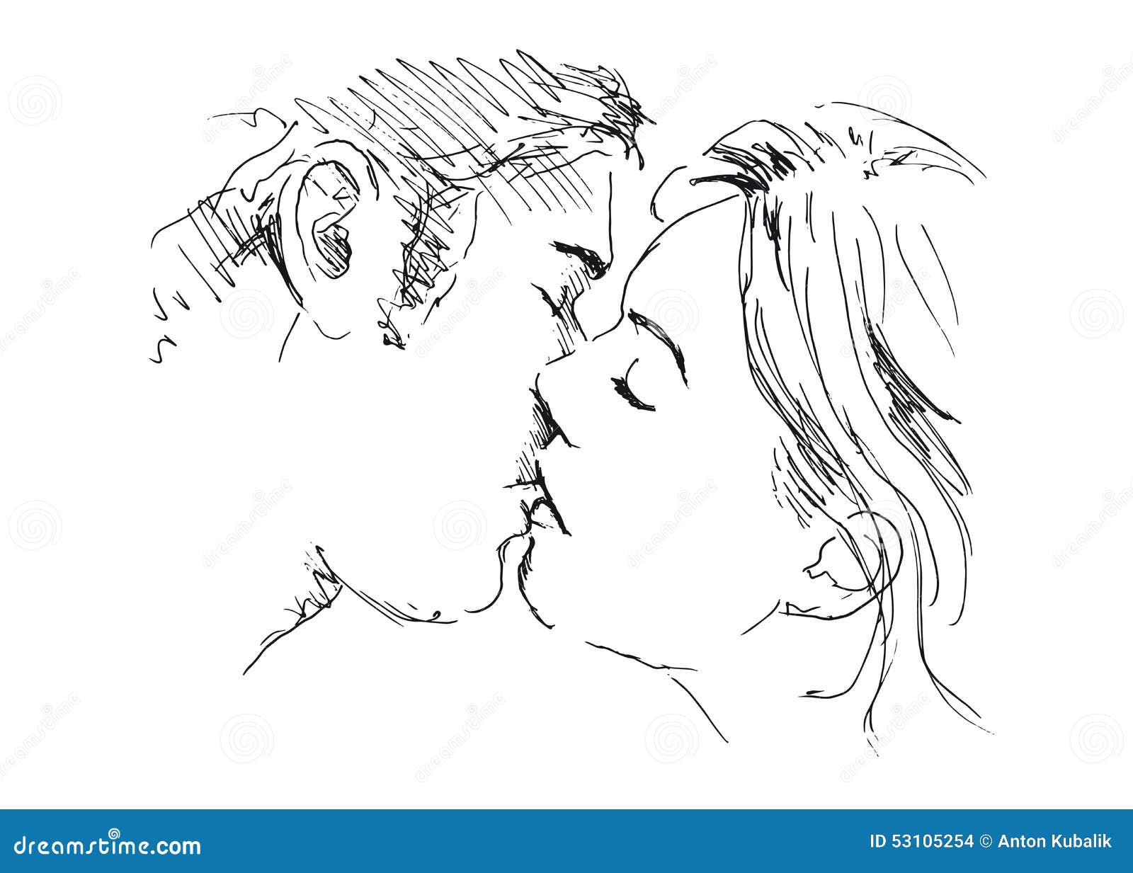 Hand Drawing Kiss Stock Vector Illustration Of Back 53105254