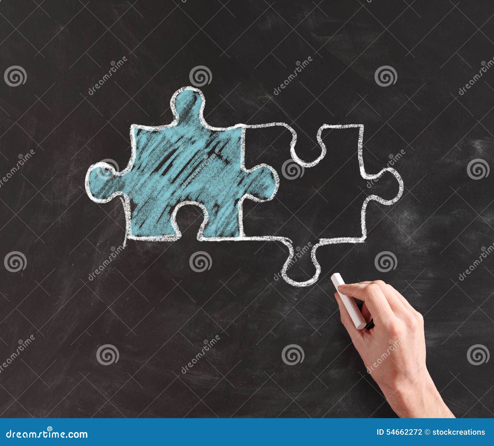 Hand Drawing Puzzle Pieces on Black Board Stock Photo - Image of  interdependent, school: 54662272