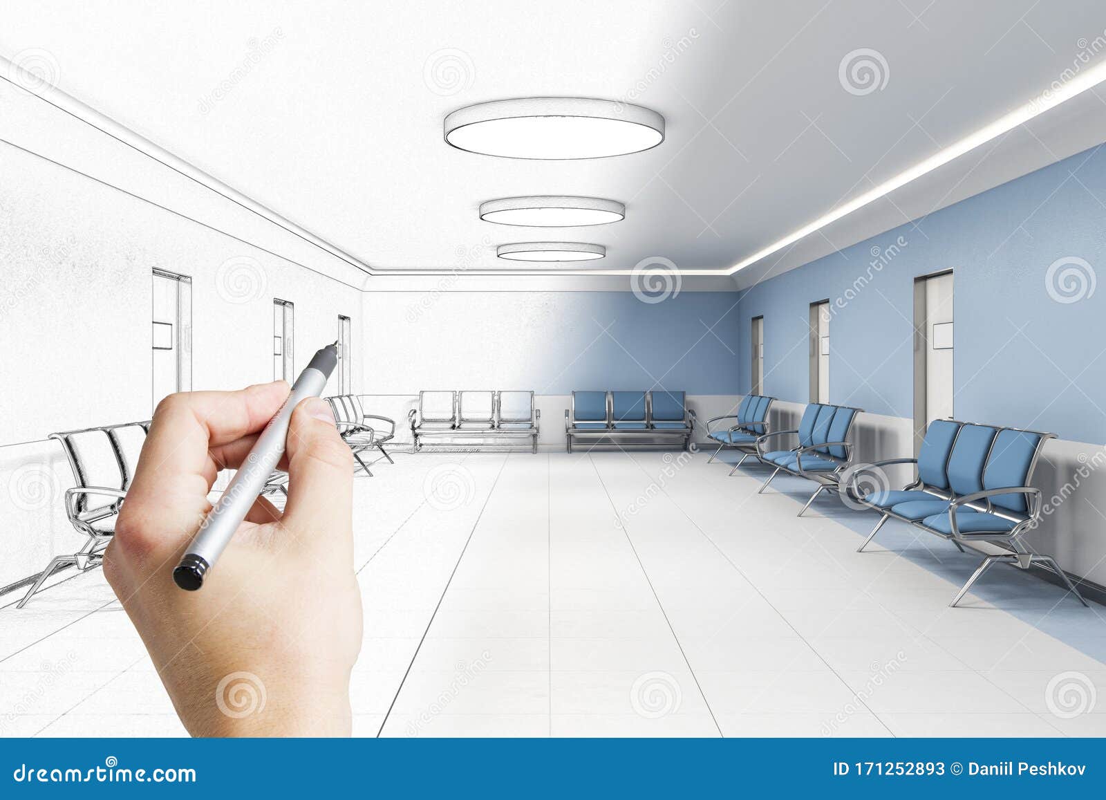 Hand Drawing Reception Desk Stock Image Image Of Emergency