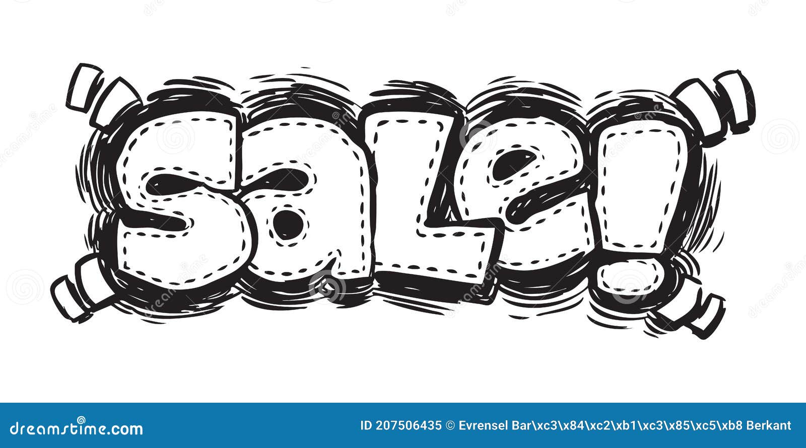 Hand Drawing Sale Text in Doodle Style Stock Vector Illustration of