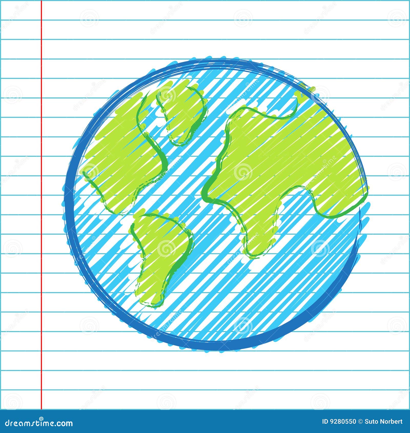 Hand drawing world map stock illustration. Illustration of