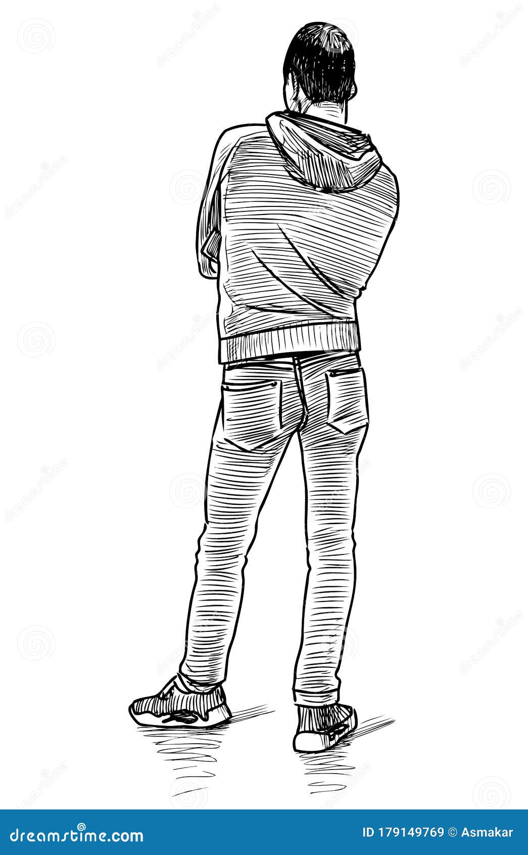 Sketch Standing Man Back Hand Drawn Stock Vector Royalty Free 266858906   Shutterstock