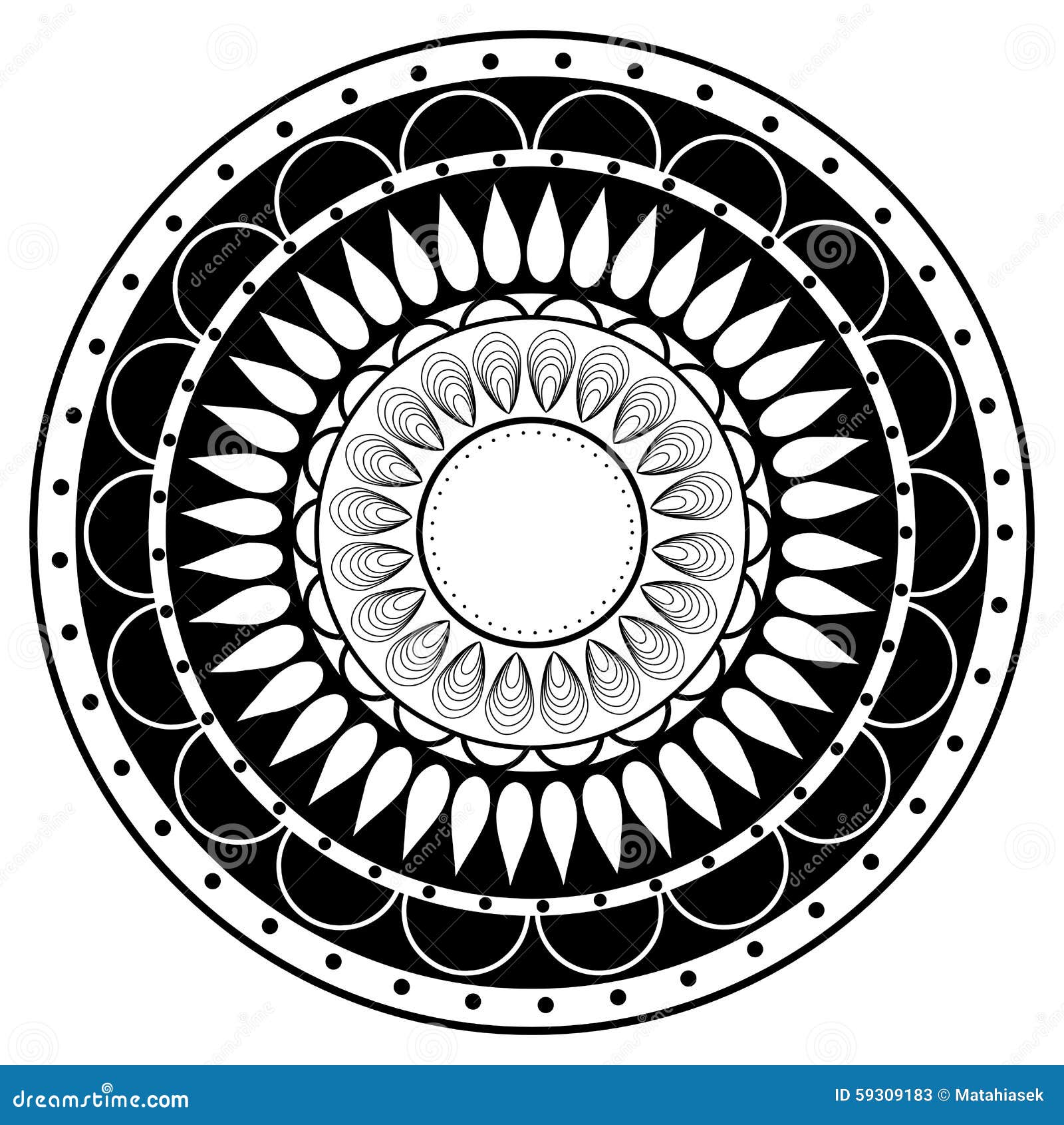 Hand Drawing Zentangle Mandala Element in Black and White Stock Vector ...