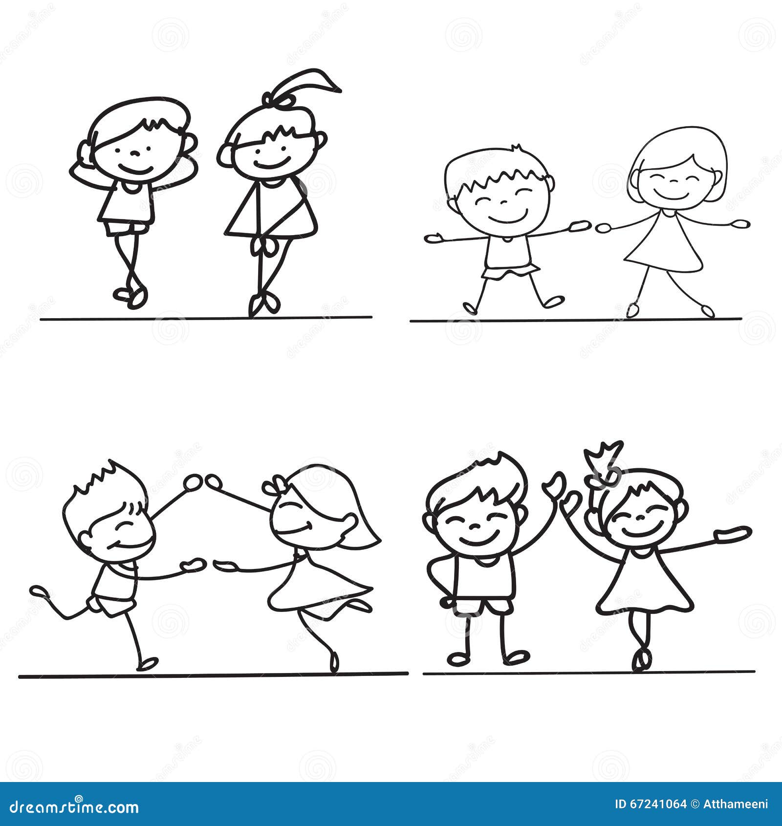 Hand Drawings Cartoon Happy Kid Stock Illustration - Illustration of ...