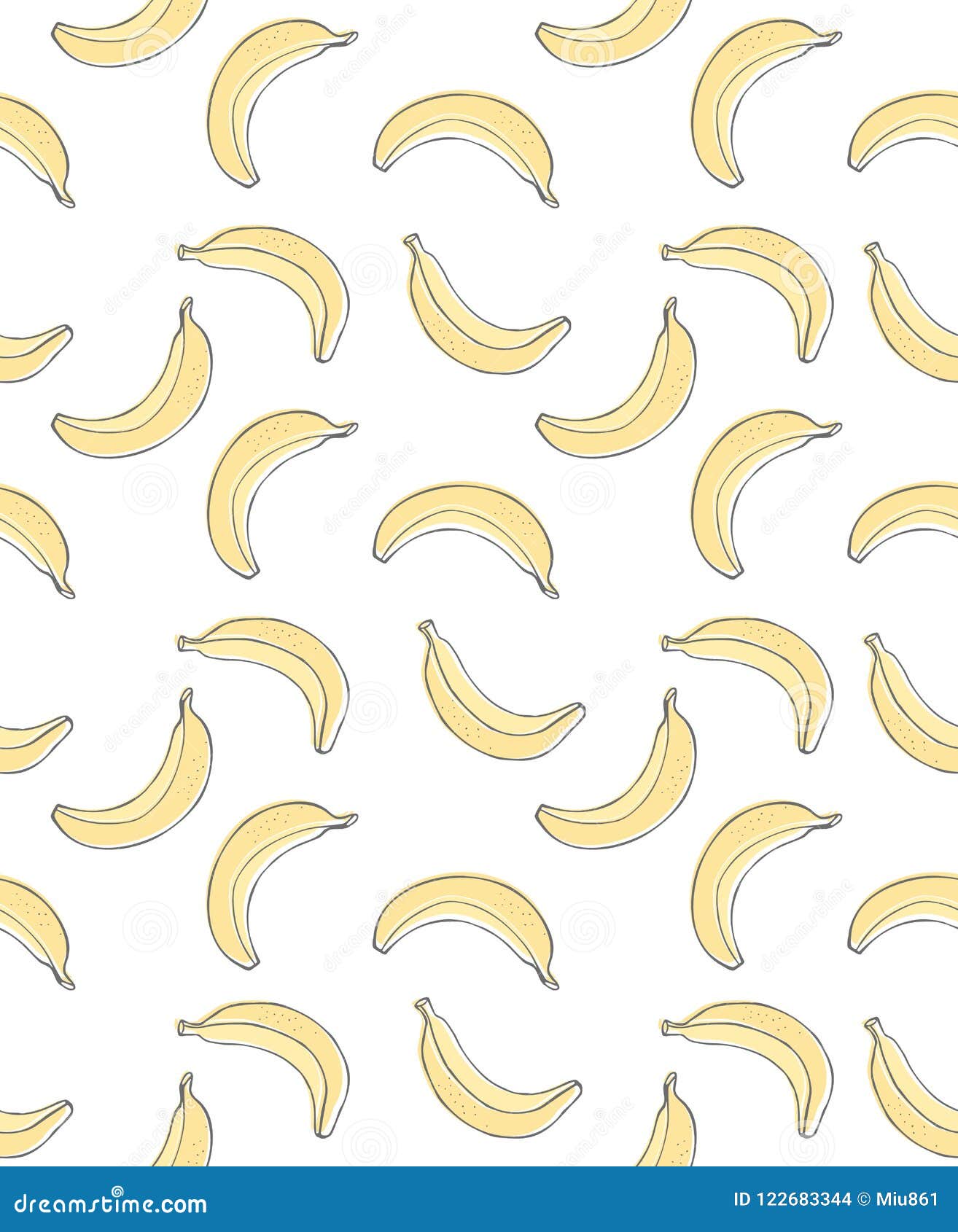 Hand Drawn Abstract Banana Vector Pattern. White Background. Cute Simple  Design. Stock Vector - Illustration of background, fresh: 122683344