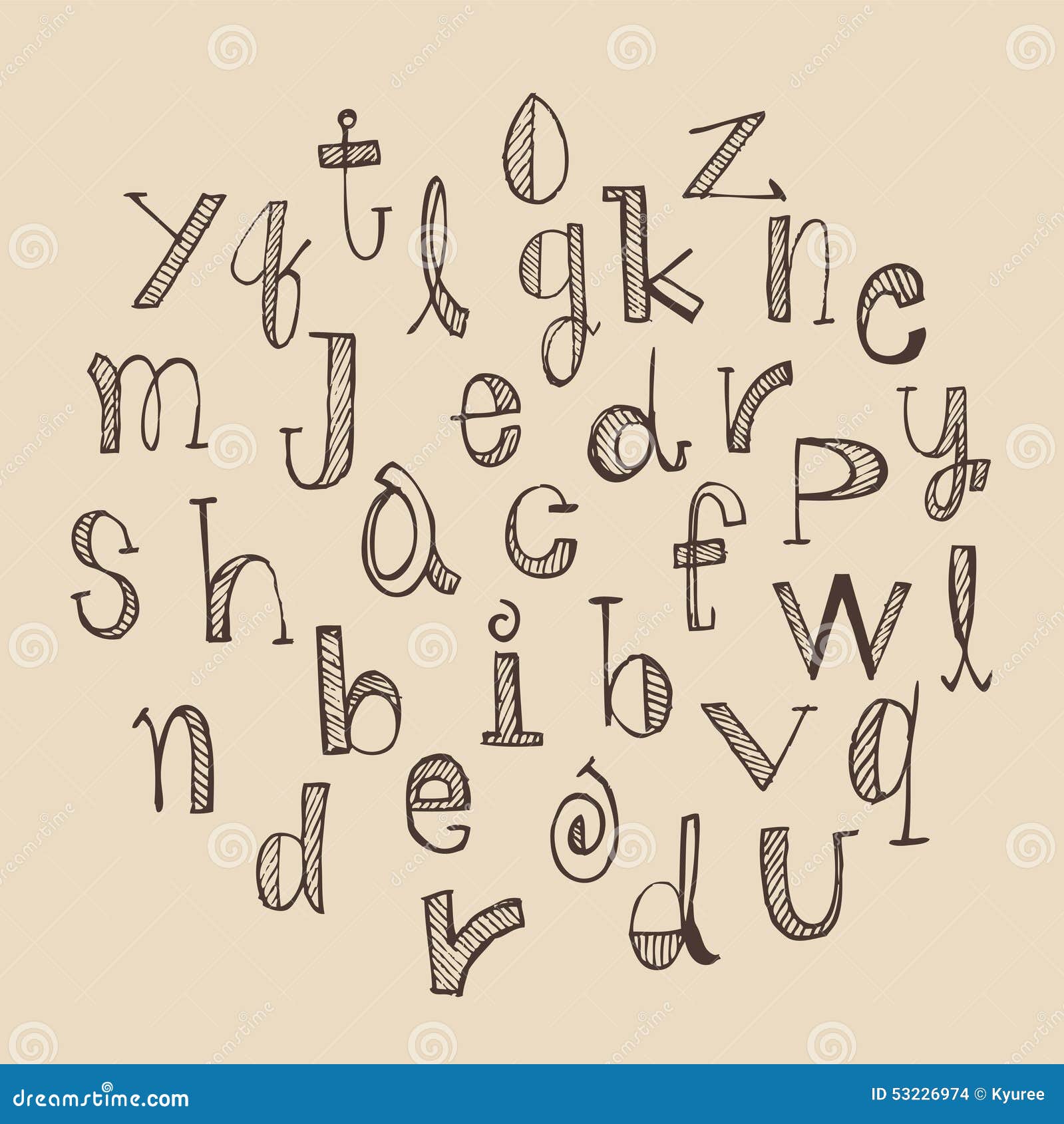 Hand Drawn Alphabet Set Stock Vector Illustration Of Text 53226974