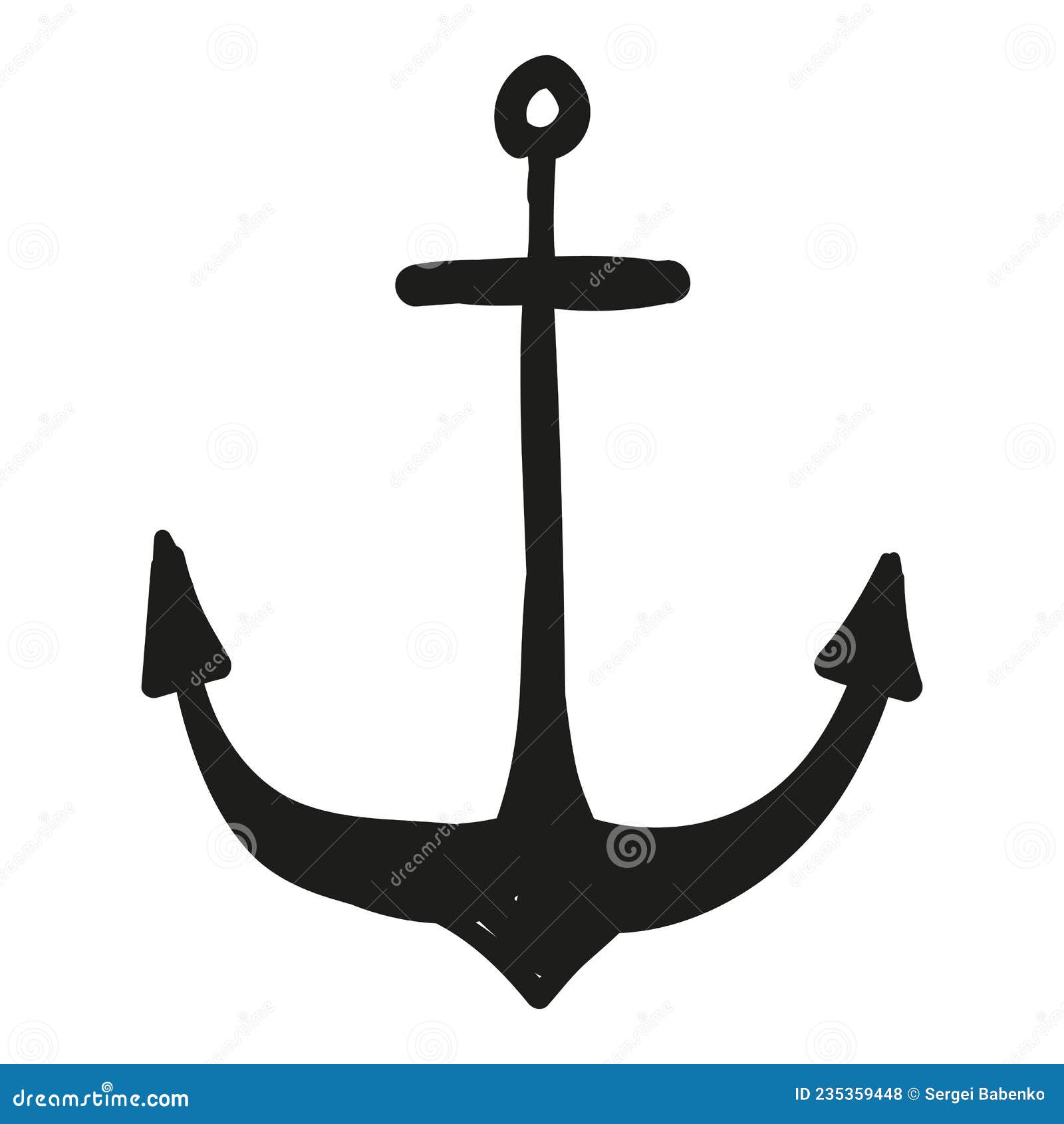 Hand Drawn Anchor Icon in Doodle Style Isolated Stock Vector