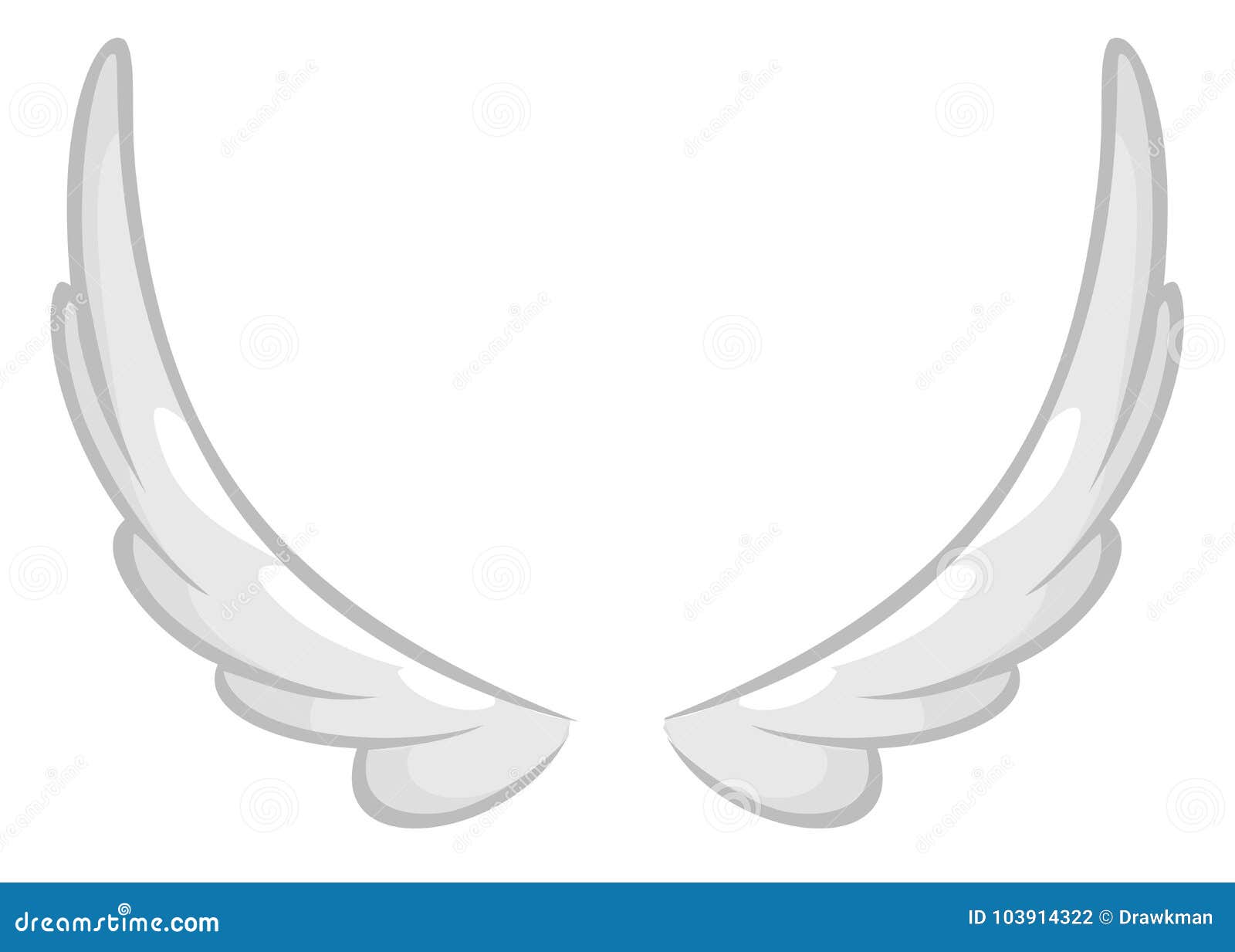 hand drawn angel or bird wing. outlined drawing   on white background.  