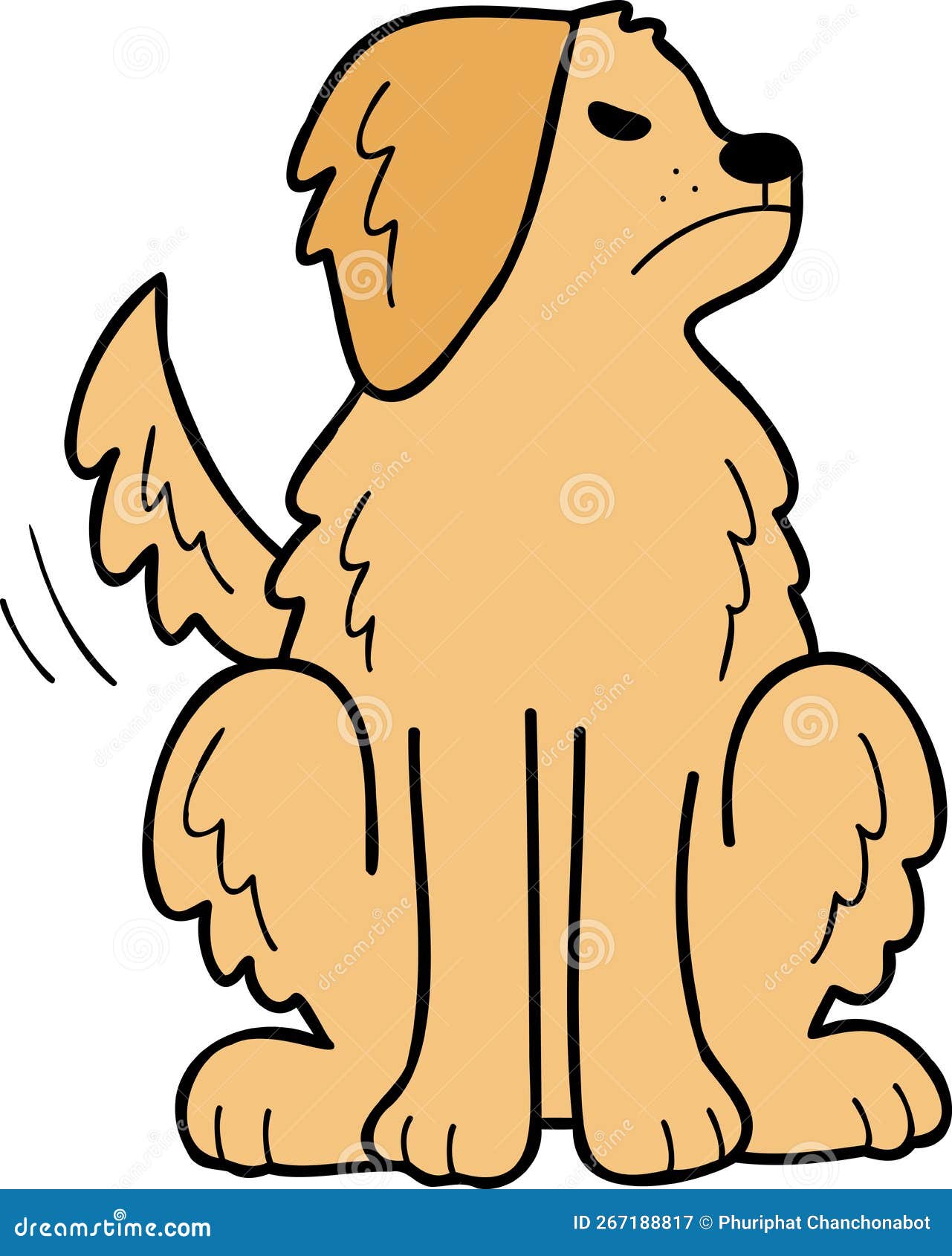 Hand Drawn Angry Golden Retriever Dog Illustration in Doodle Style ...