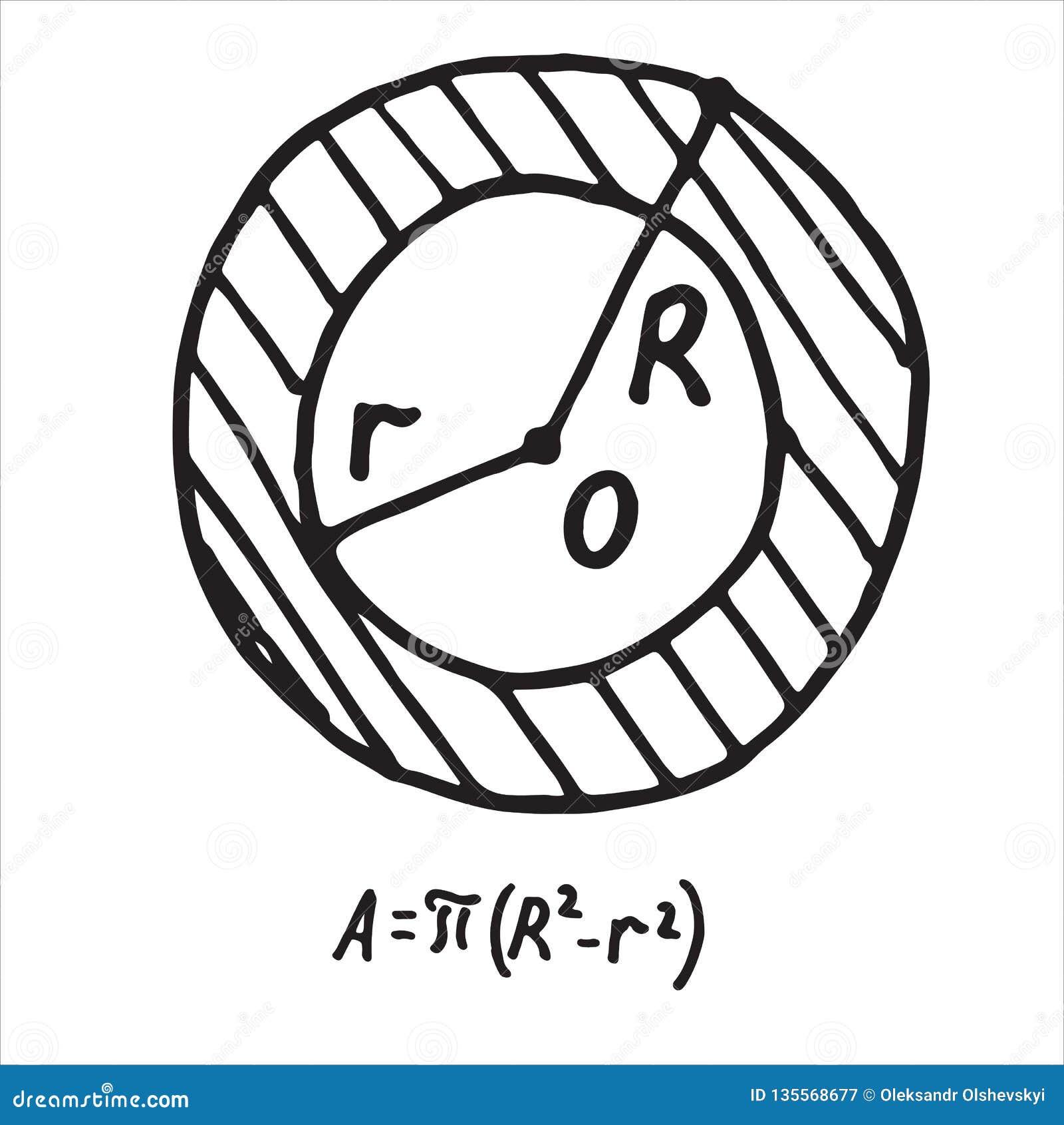 hand drawn annulus area. sketch for education, icon