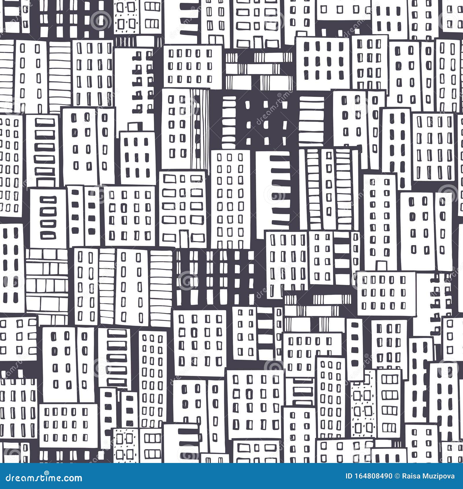 Hand Drawn Apartment Houses. Vector Pattern Stock Vector - Illustration ...