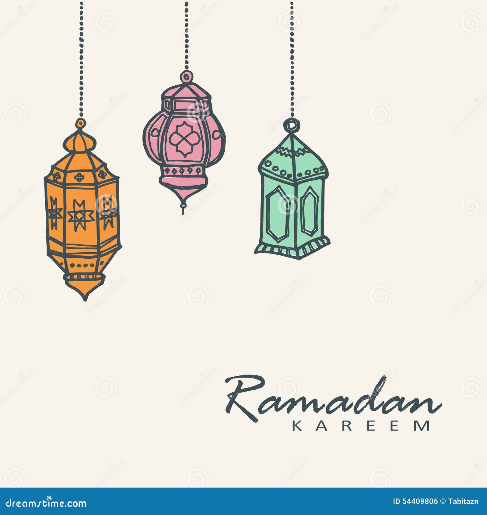 Hand Drawn Arabic Lanterns, Ramadan Illustration Stock 