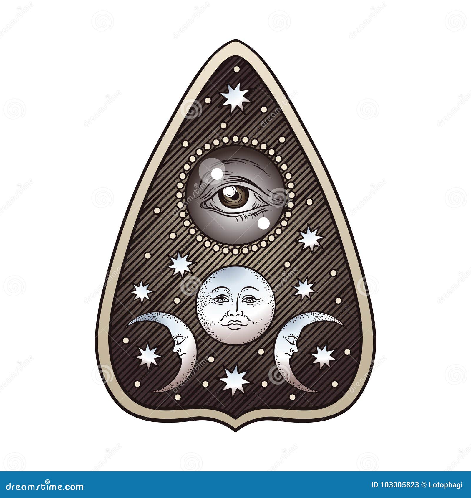 Hand Drawn Art Ouija Board Mystifying Oracle Planchette Isolated. Antique  Style Boho Chic Sticker, Tattoo or Print Design Vector I Stock Vector -  Illustration of face, antique: 103005823