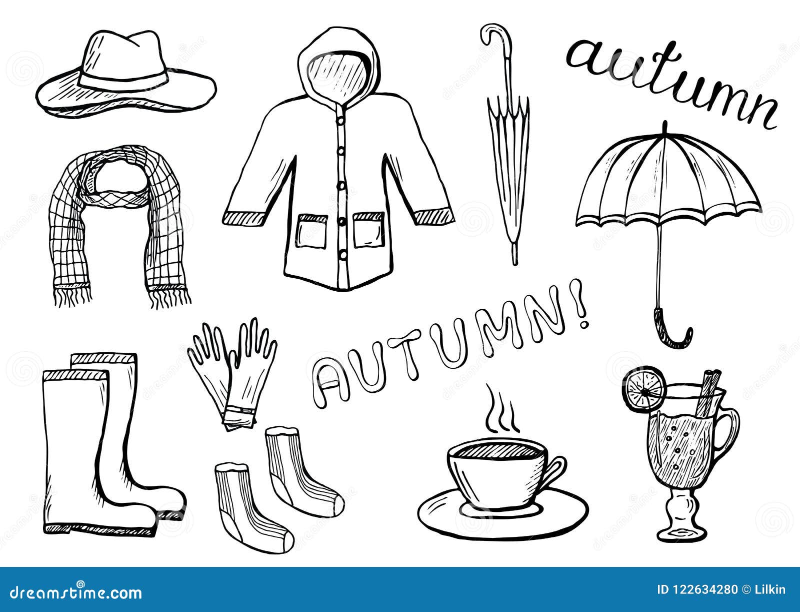 Hand Drawn Autumn Clothes Illustration Stock Vector - Illustration of ...