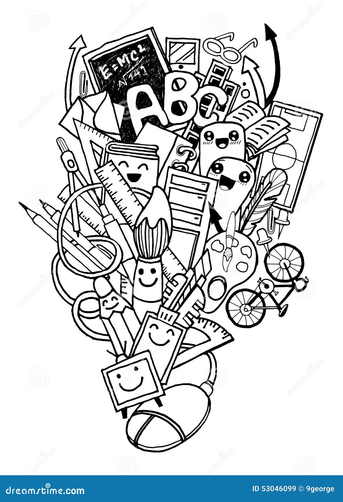 Hand Drawn Back To School Doodle Set Stock Vector Illustration Of