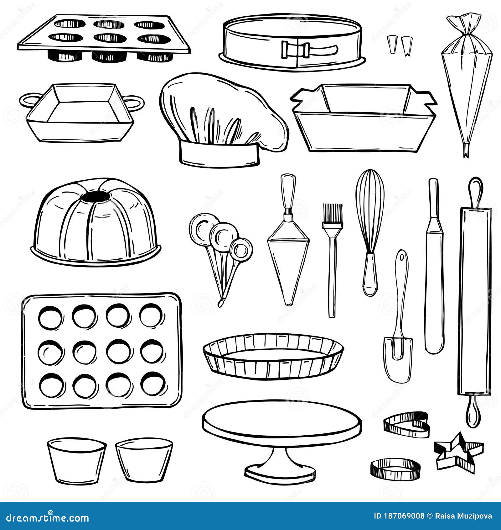 Baking ingredients and kitchen tools utensils Vector Image