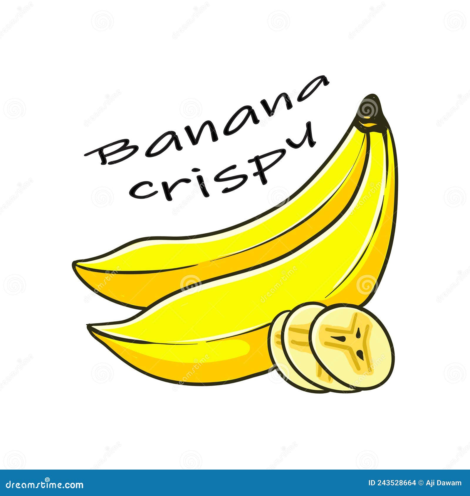 Hand Drawn Banana Chips Logo Illustration Stock Vector Illustration of slice, breakfast 243528664