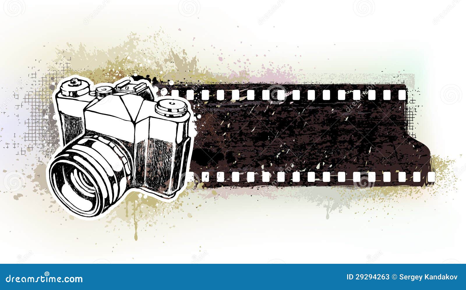 Handdrawn Banner with Retro Camera Stock Vector Illustration of