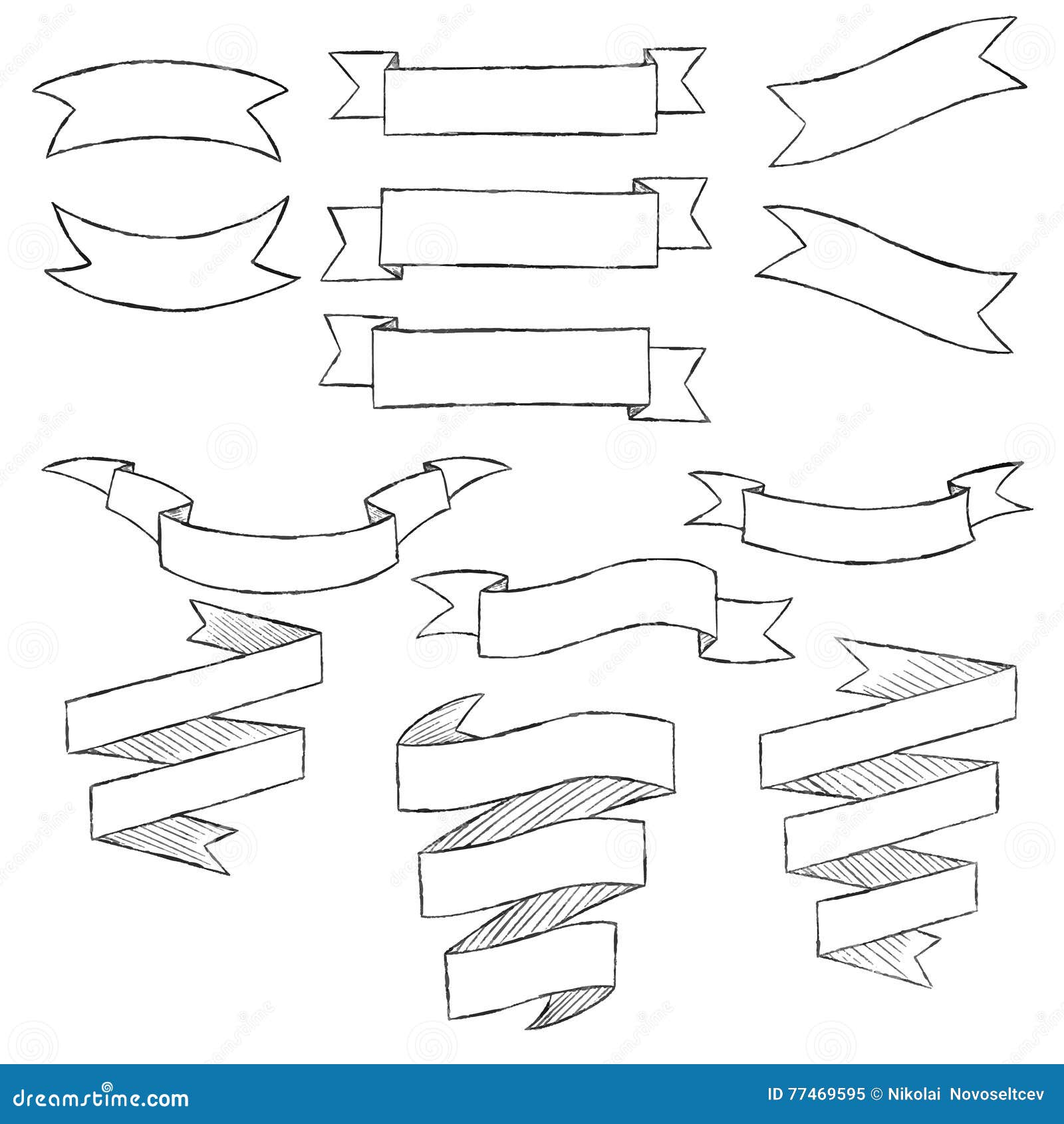 Hand drawn banners set stock vector. Illustration of design 77469595