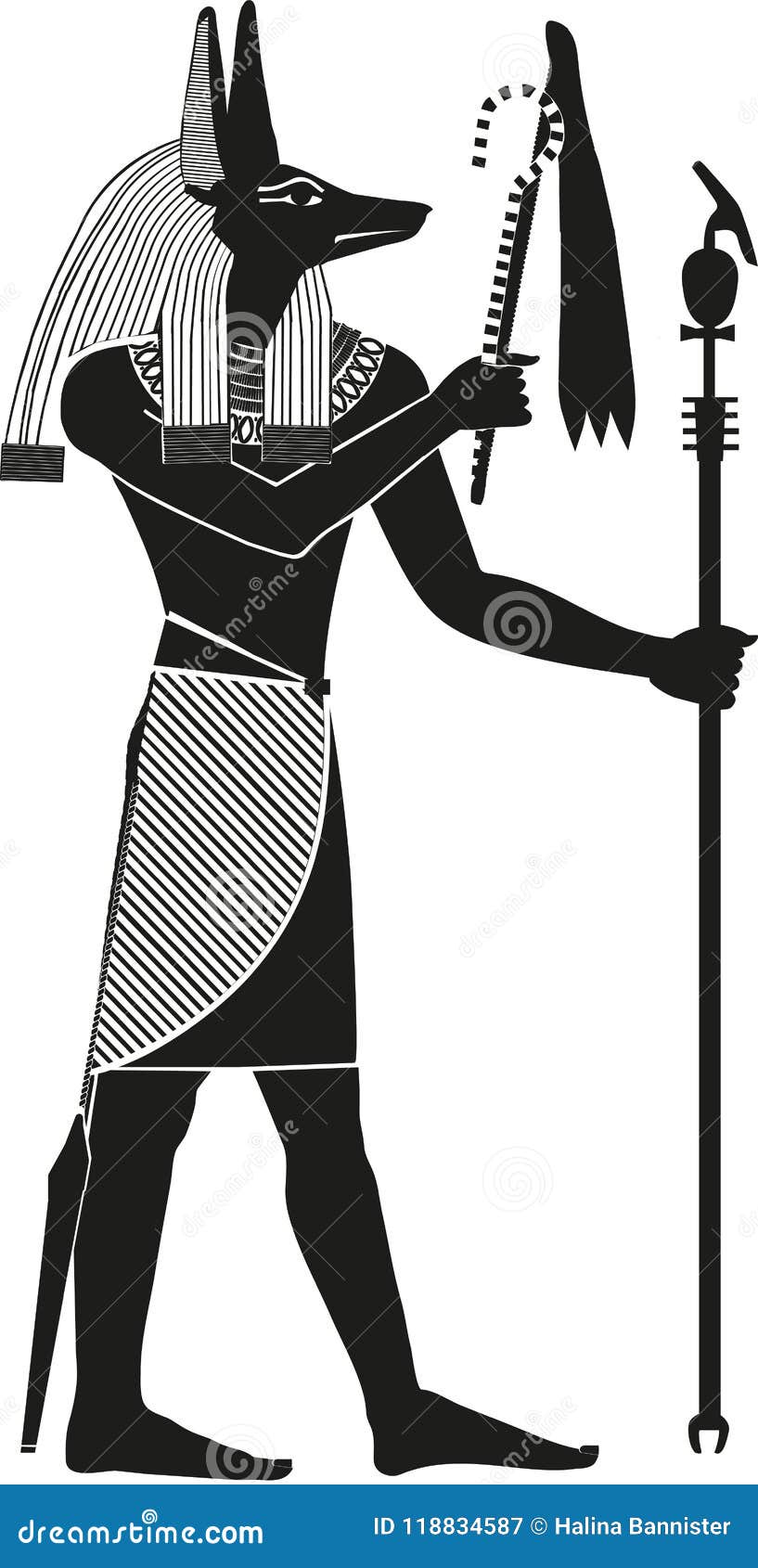 Egyptian God Anubis Silhouette Stock Illustration