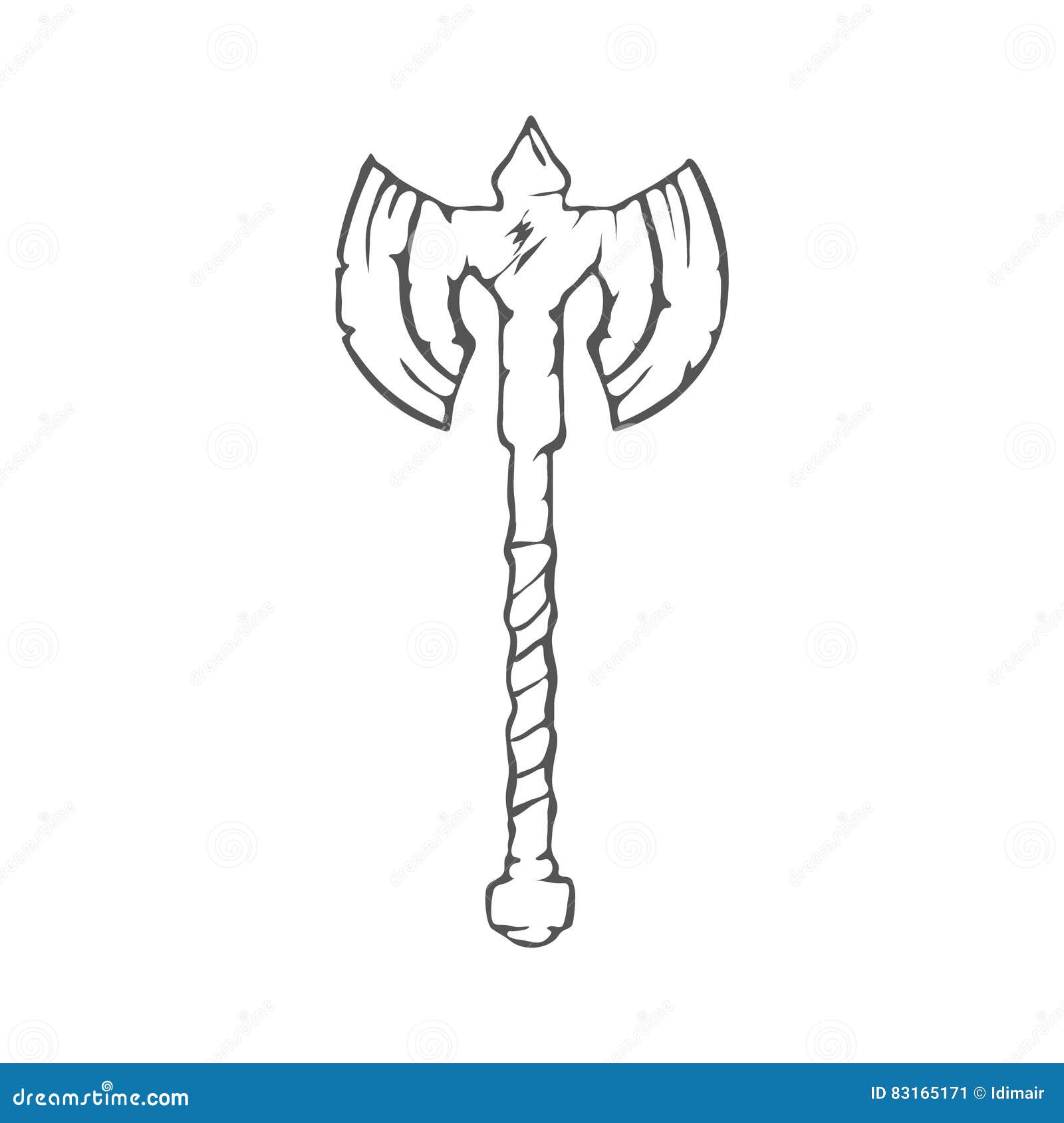 Hand Drawn Battle Axe Isolated on White Background Stock Vector