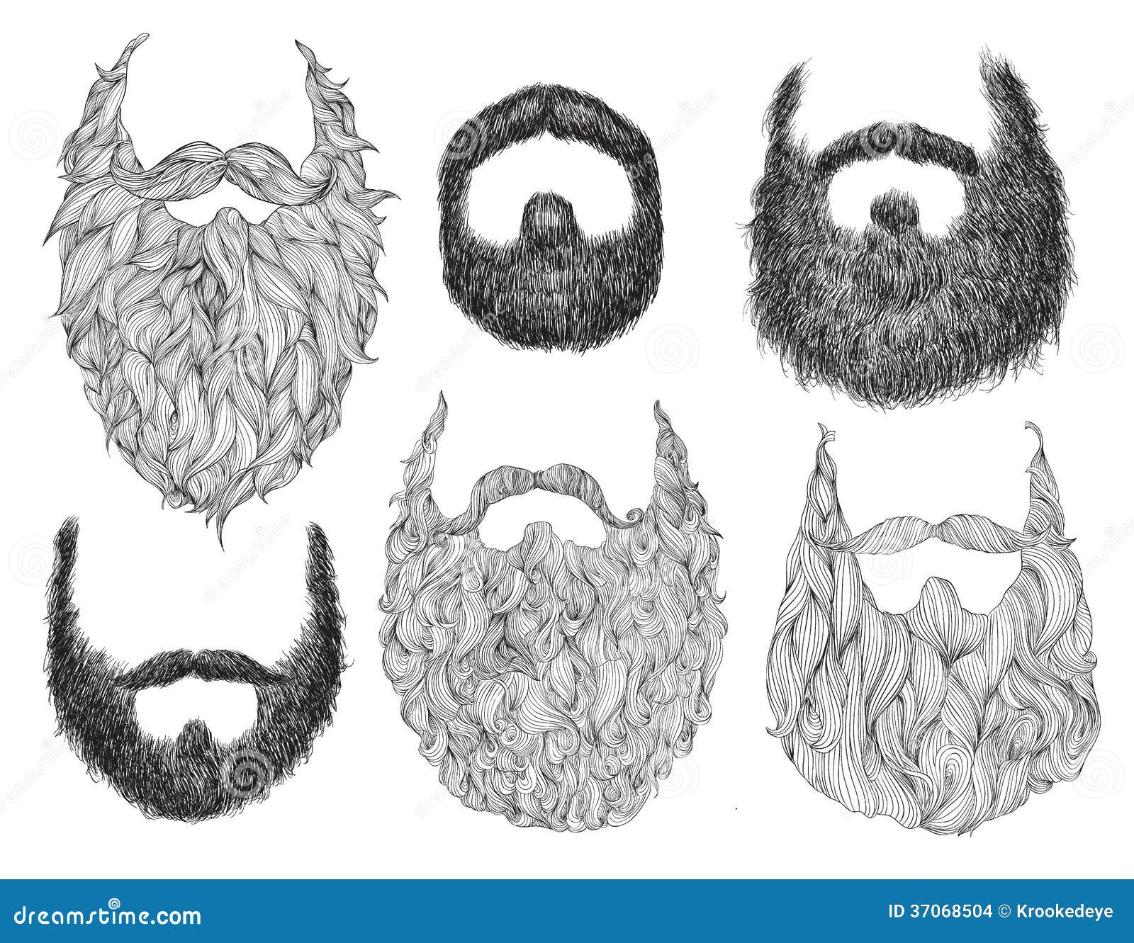 hand drawn beard set