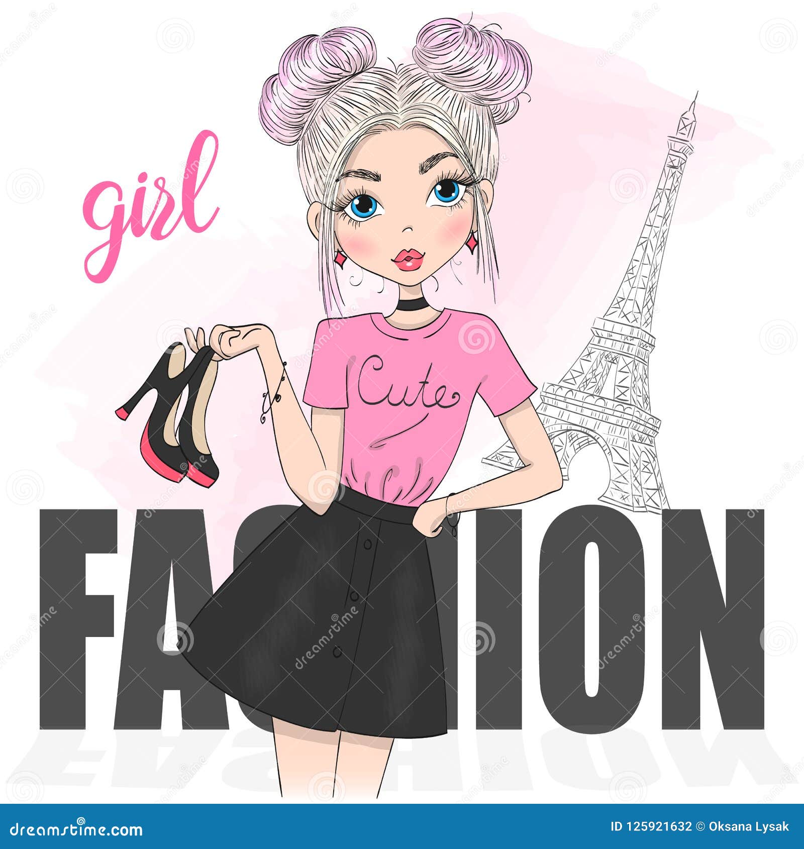 Hand Drawn Beautiful Cute Cartoon Fashion Girl. Vector Illustration Stock Vector - Illustration of love, drawing: 125921632 Hand Drawn Beautiful Cute Cartoon Fashion Girl. Vector Illustration Stock Vector - Illustration of love, drawing: 125921632