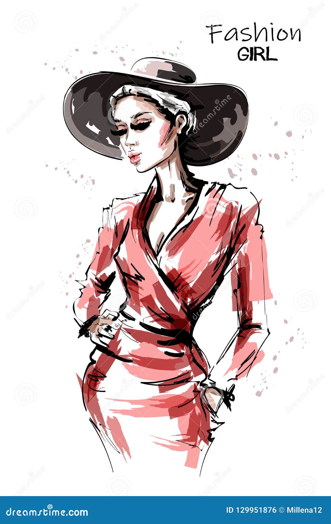 Sketch Of A Girl In A Hat Fashion Illustration Hand Drawnlady In Hat Beauty  Model Silhouette Fashion Girl Accessories Vector Stock Illustration -  Download Image Now - iStock