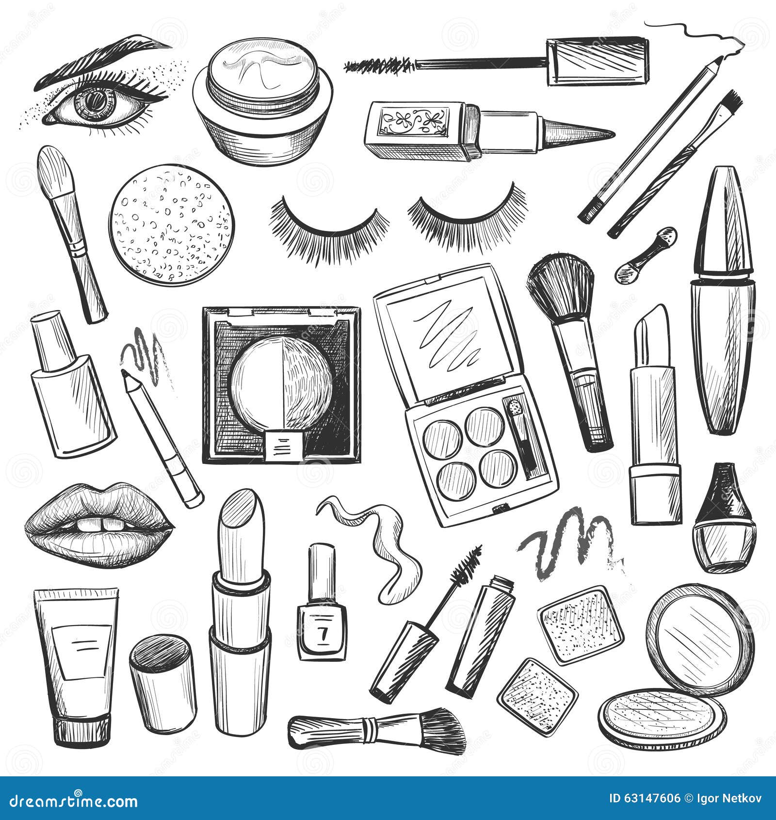 Download Hand Drawn Beauty And Makeup Icons Set Stock Vector - Illustration of icon, glamour: 63147606