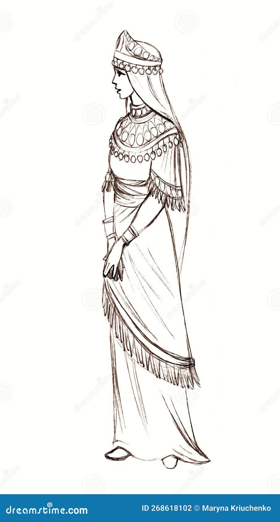 Handmade fashion sketch, of a long woman dress Stock Photo - Alamy