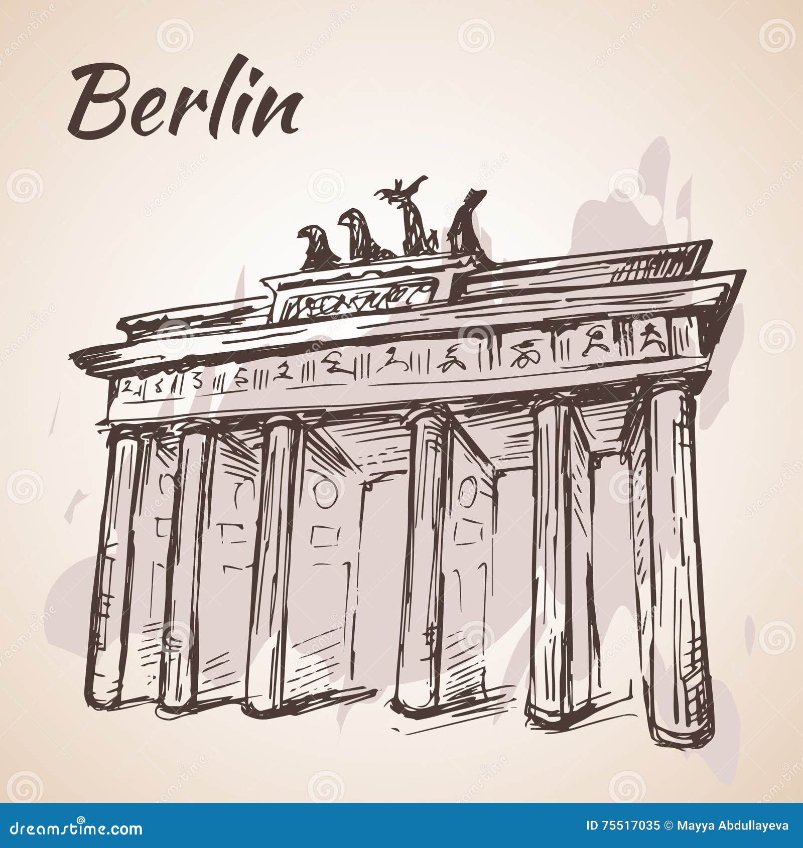 Hand Drawn Berlin Brandenburg Gate Stock Vector Illustration of white