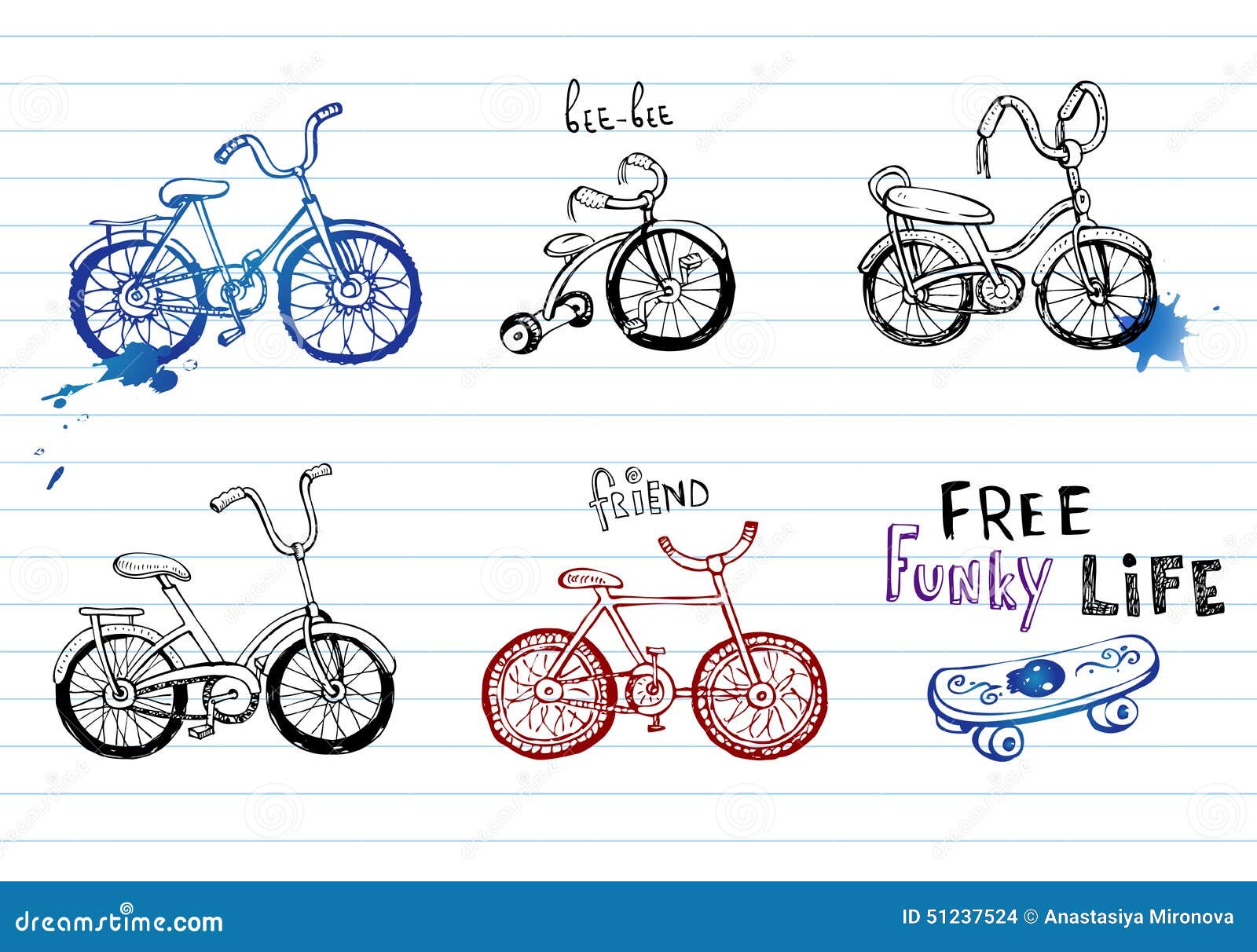 hand drawn bicycles