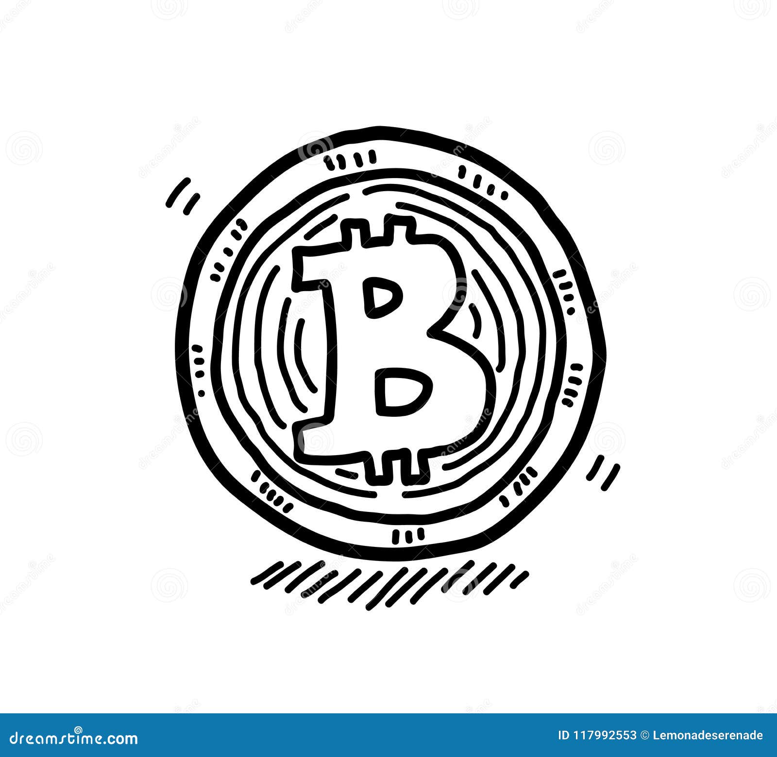 hand drawn bitcoin doodle, a hand drawn  doodle  of a bitcoin.