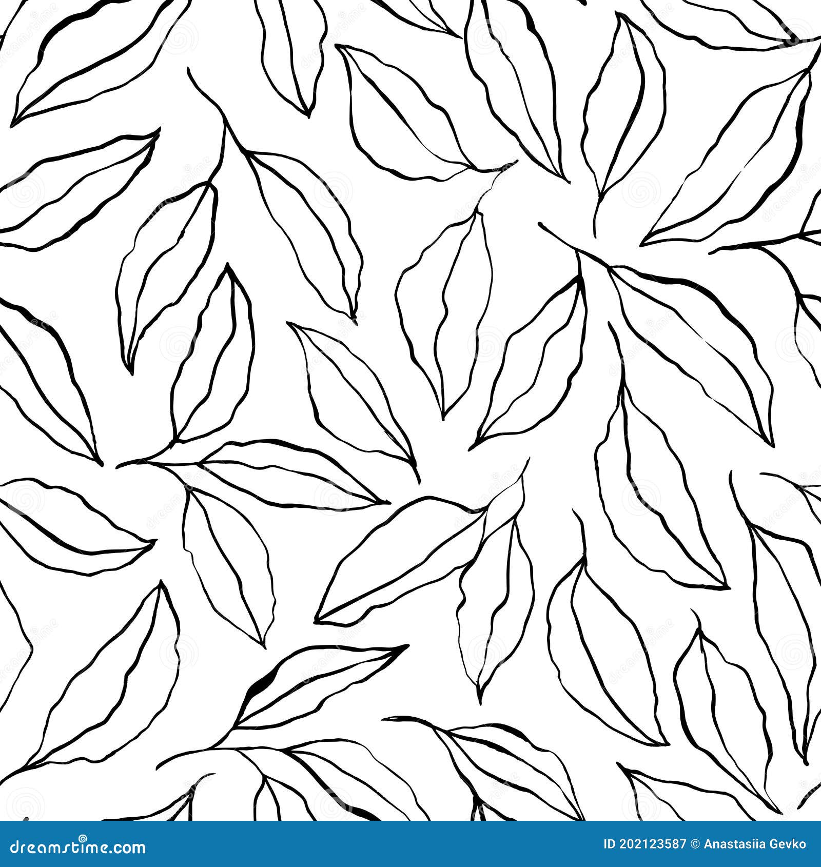 Hand Drawn Black Brush Outline Leaves and Twigs. Stock Vector ...